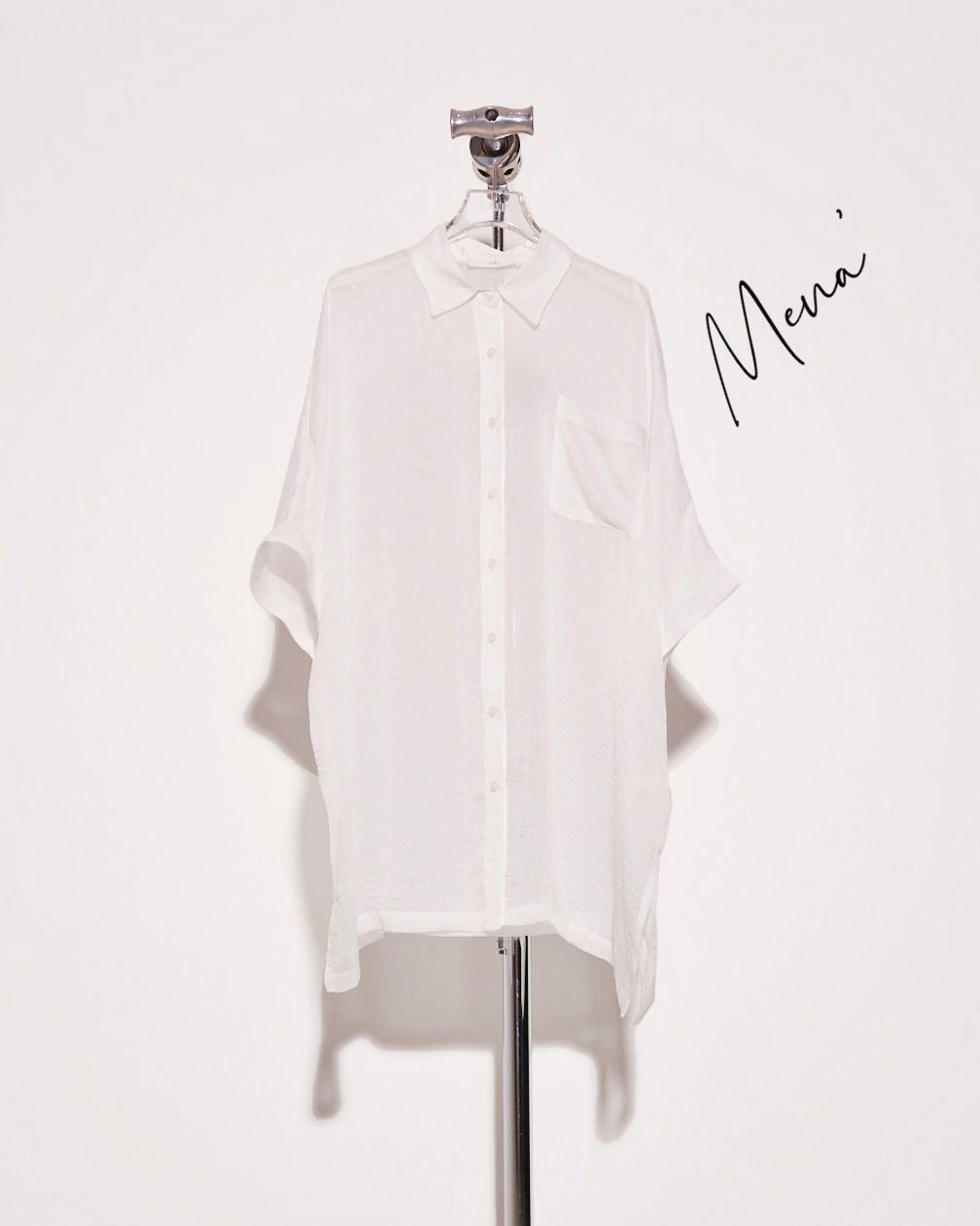 aalis MENA mid sleeves oversized shirt (White)