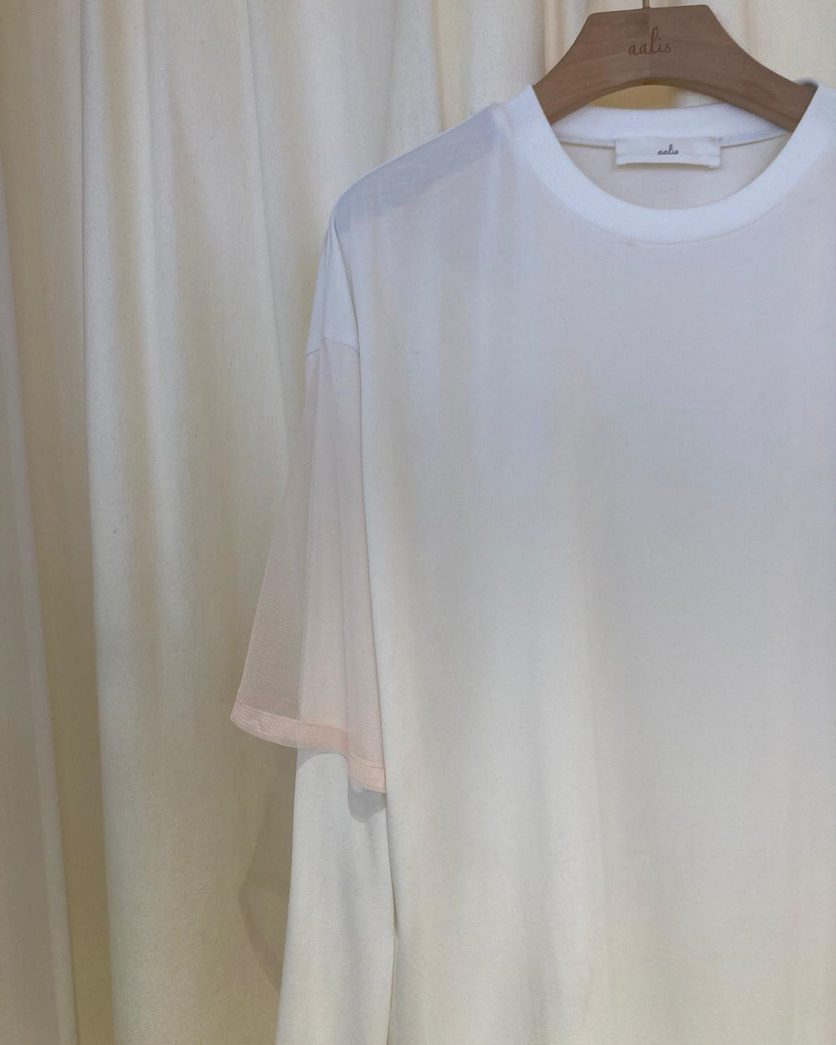 aalis AIMEE mesh short sleeves dropped shoulder top (White)