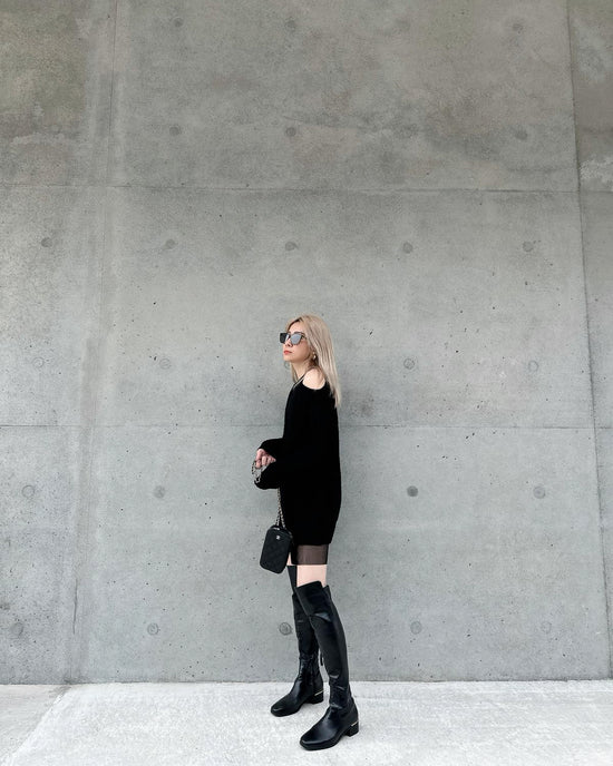 aalis SHYLA cut out shoulder tunic sweater dress (Black)