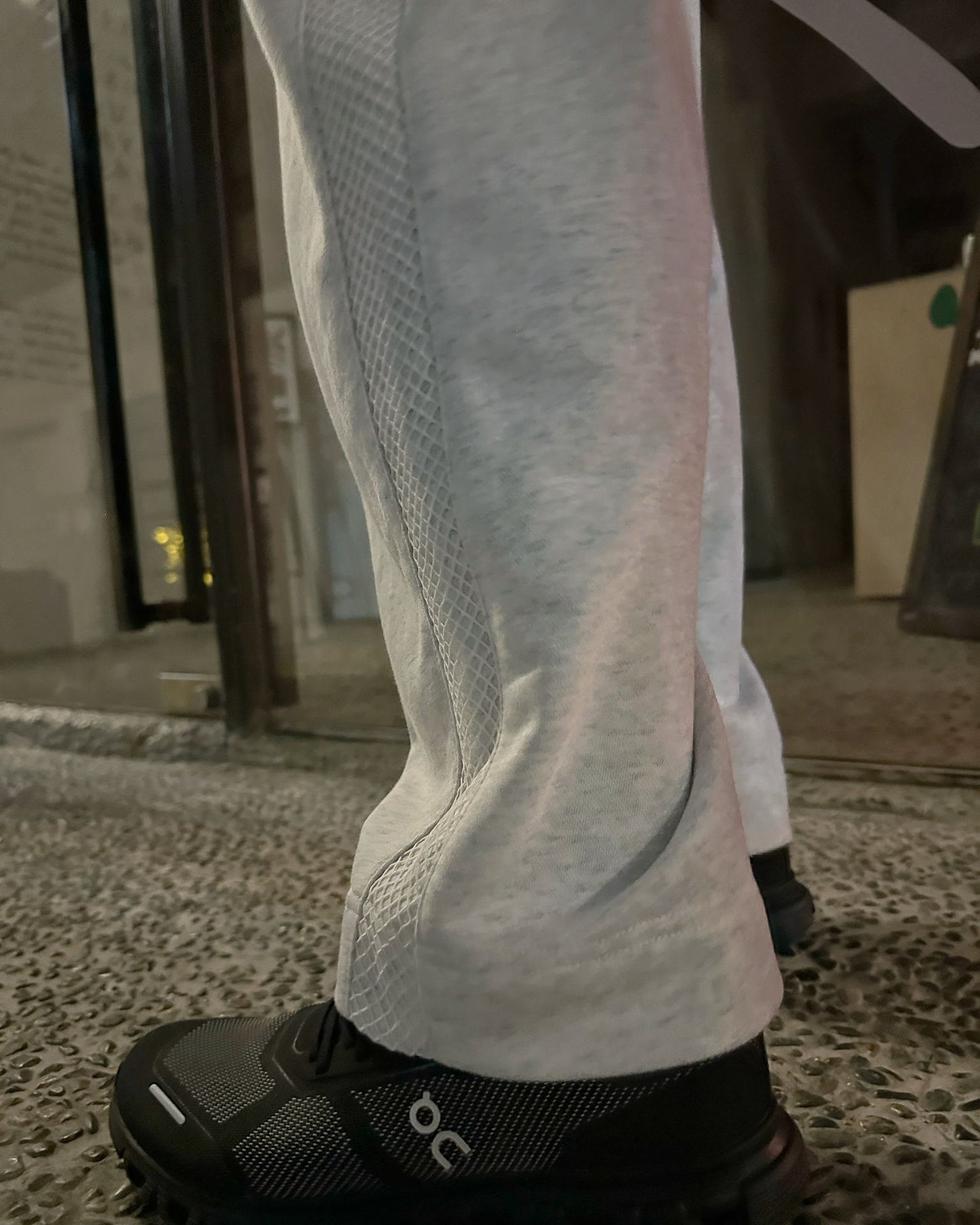 aalis REMY fishnet side panel track pants  (Light Grey)