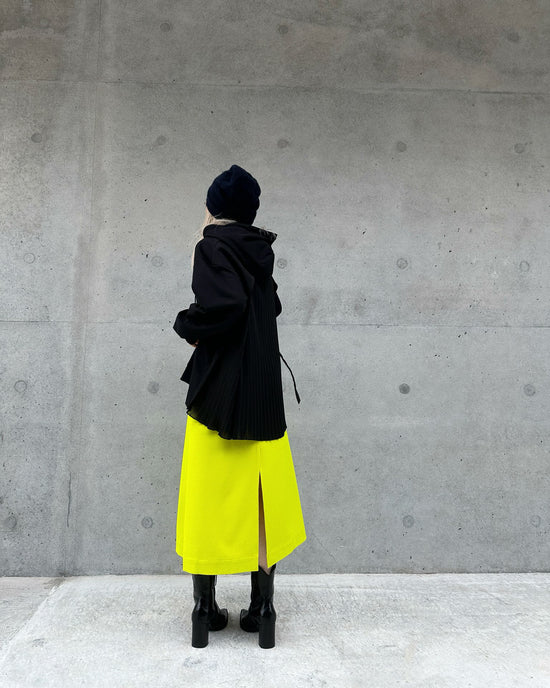 aalis PARMA pleated chiffon hoodie (Black)