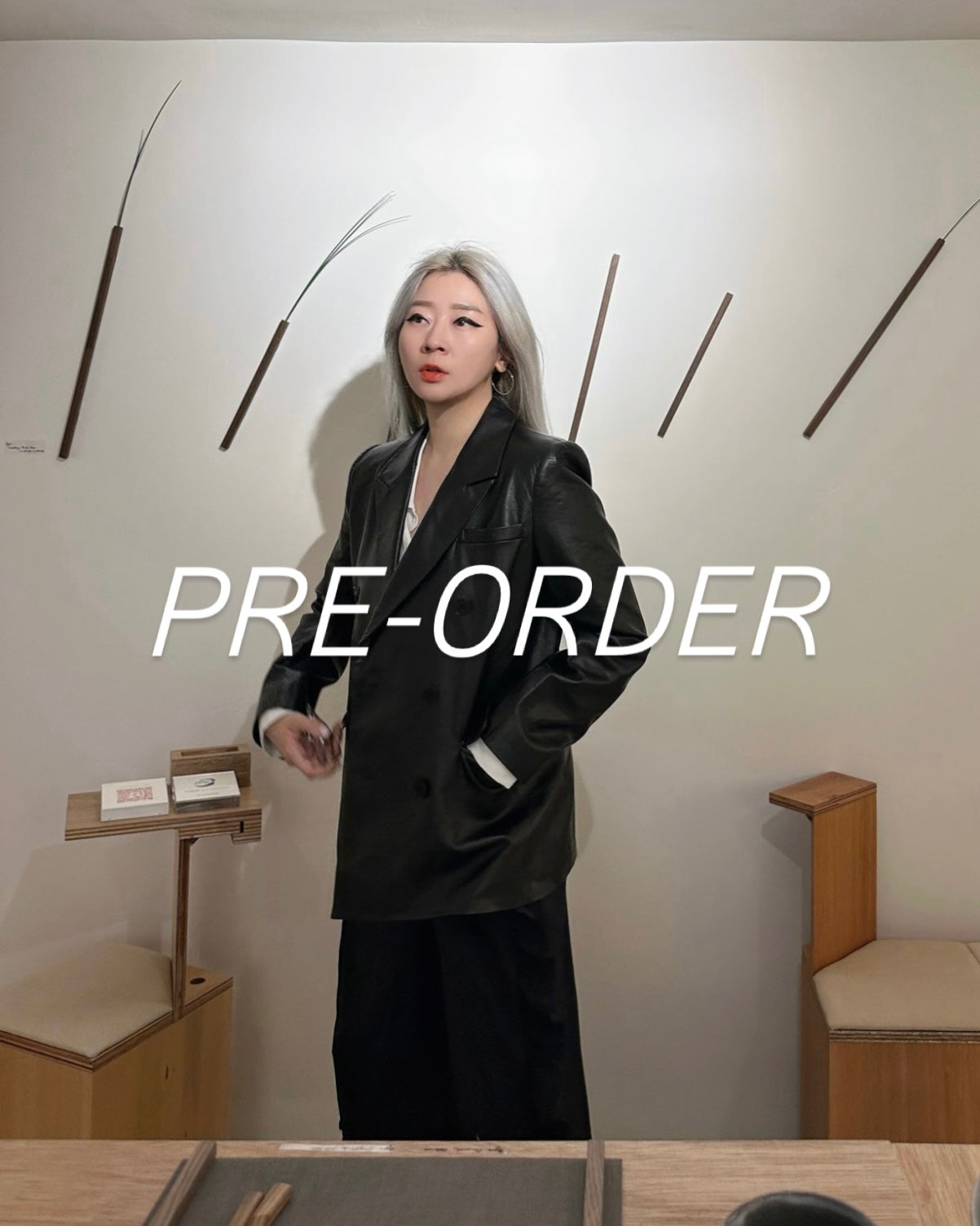 (Pre-order) aalis MONI leather blazer (Black) (Size 32-40)