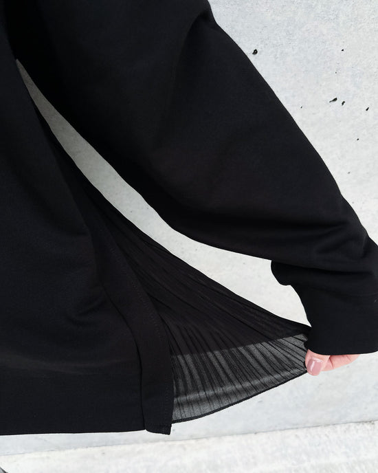 aalis PARMA pleated chiffon hoodie (Black)