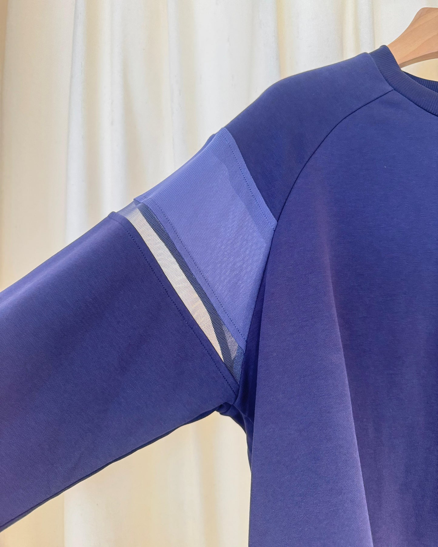 aalis AIKO mesh panel raglan sleeves sweater (Purple Blue)