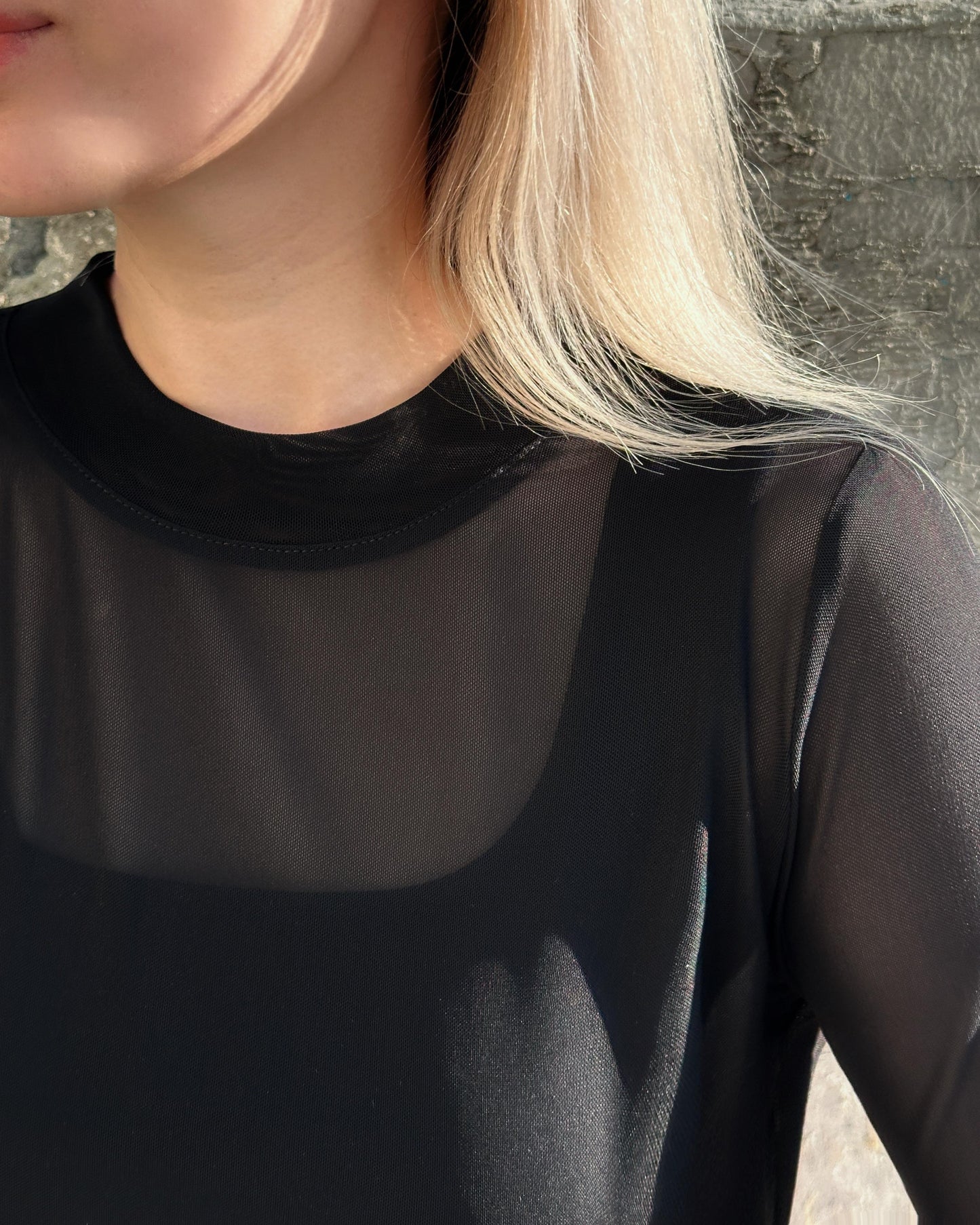 (Pre-order) aalis RIVKA mesh crew neck top (Black)