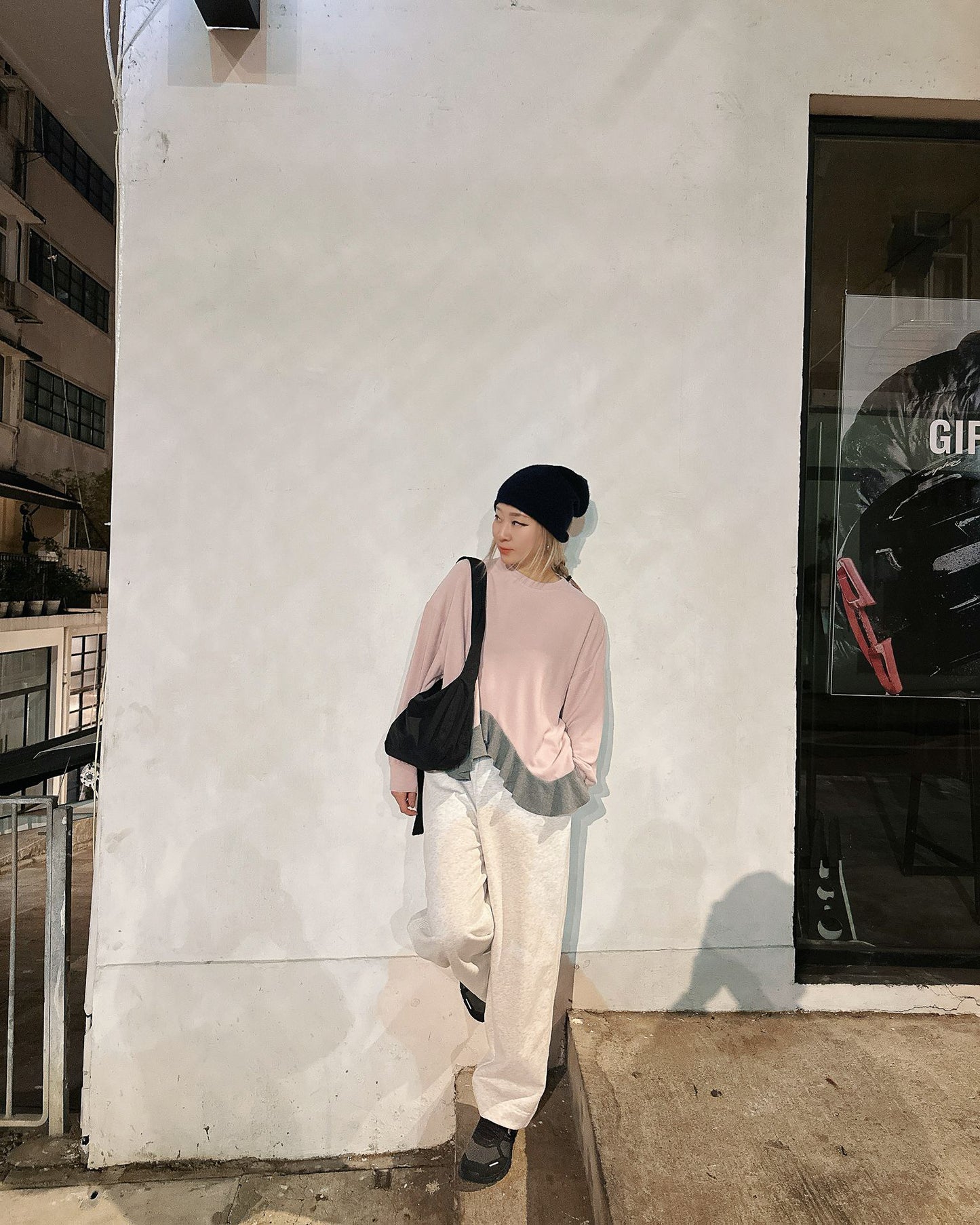 aalis REMY fishnet side panel track pants  (Light Grey)