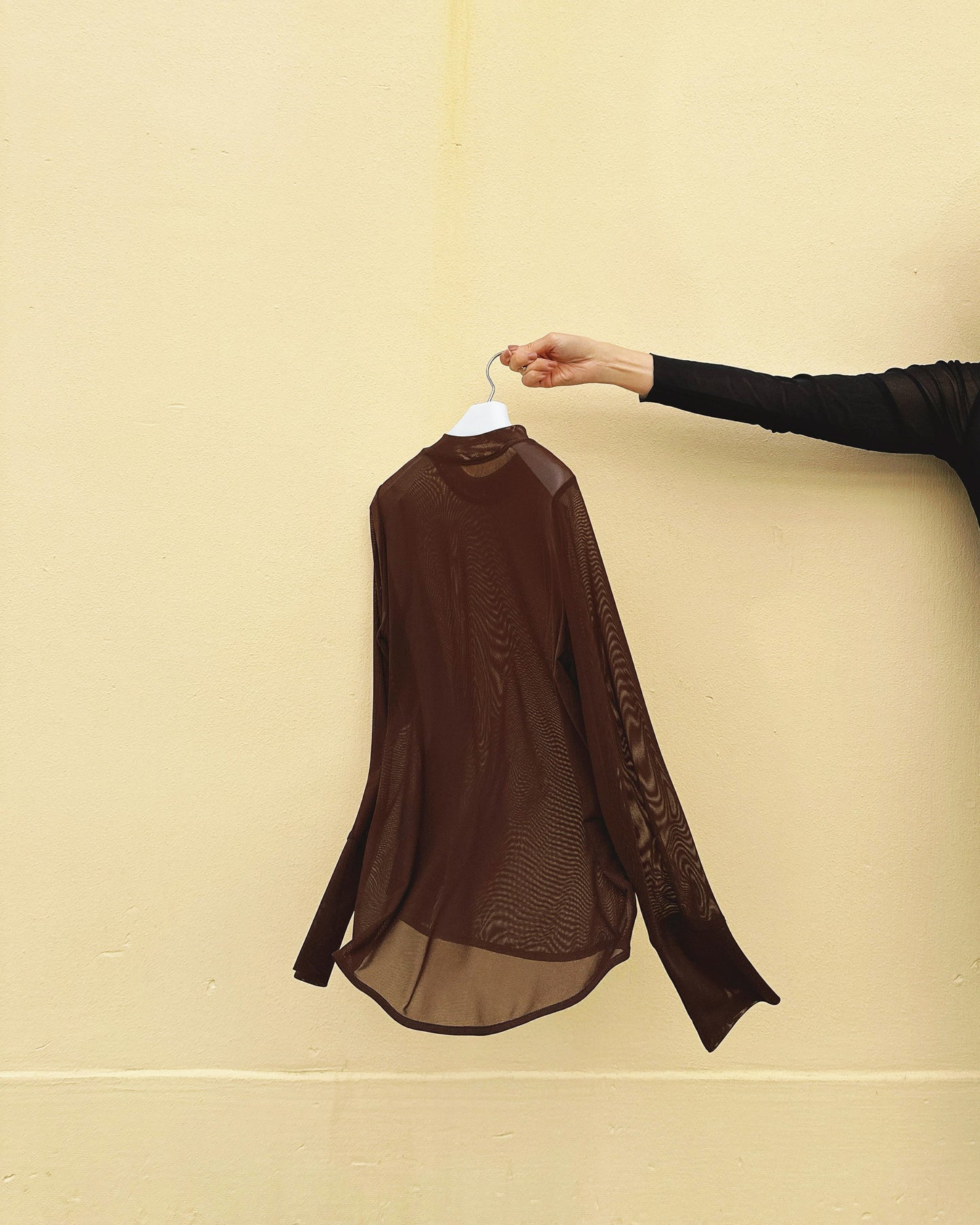 aalis RIVKA mesh crew neck top (Brown)