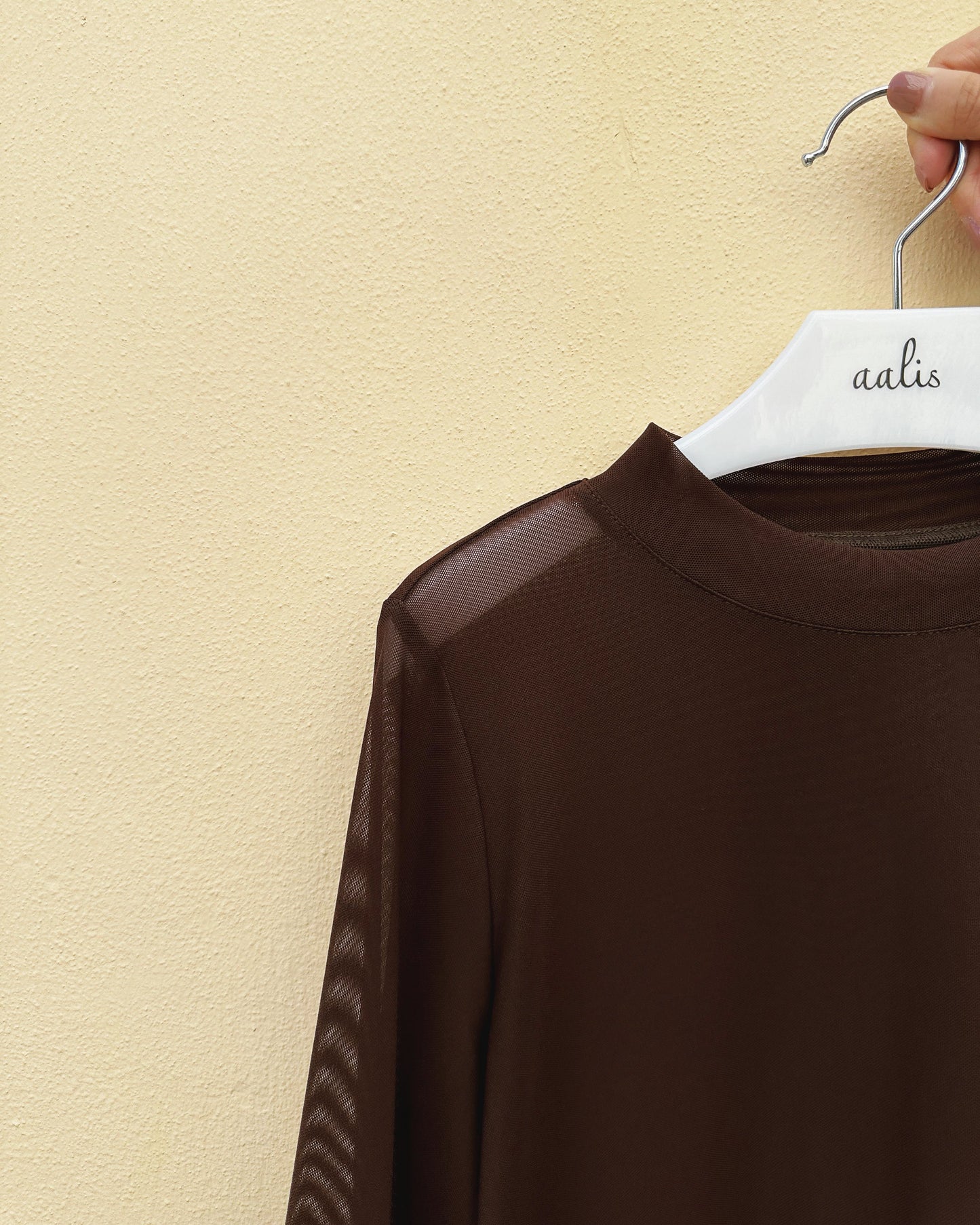 aalis RIVKA mesh crew neck top (Brown)