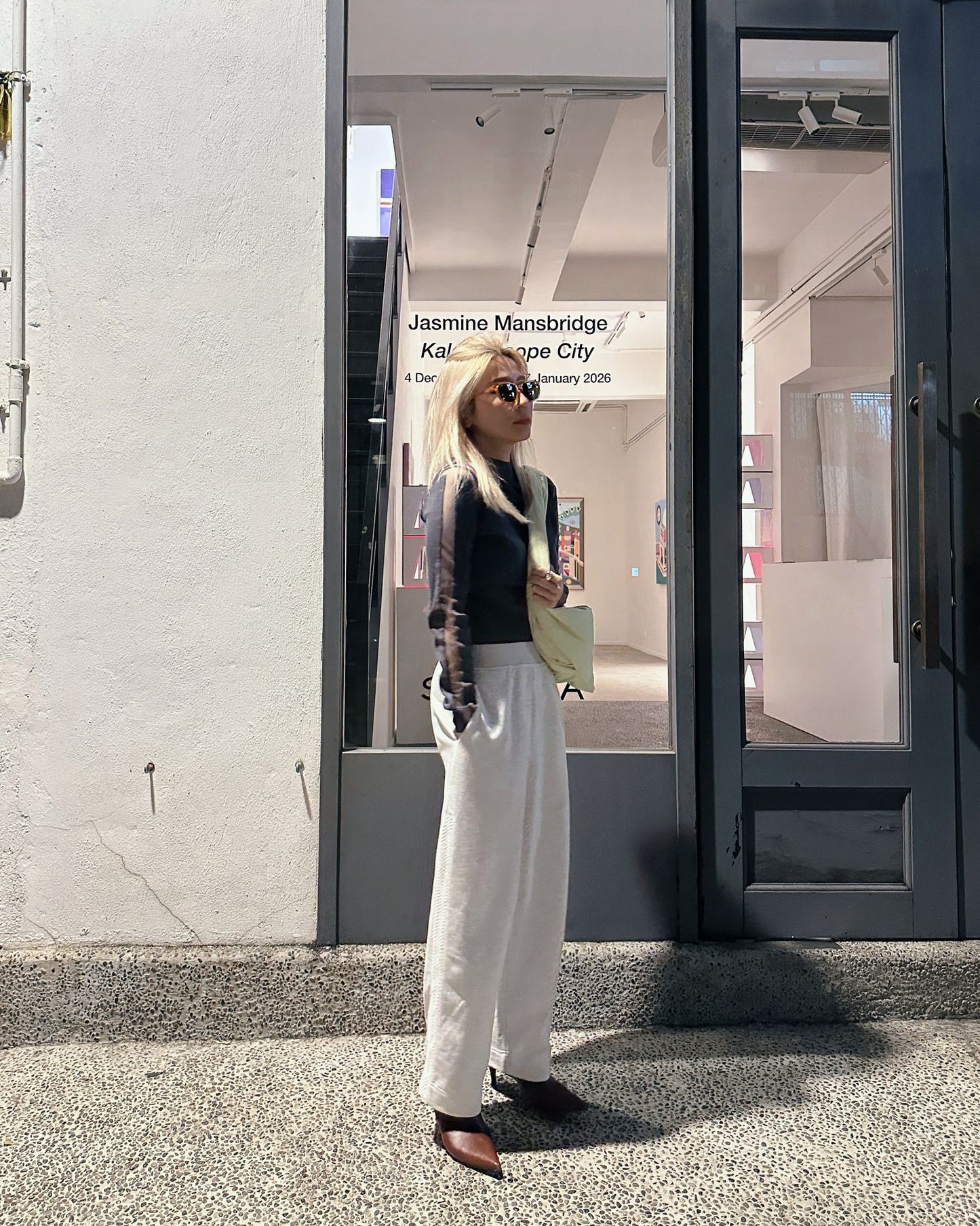 aalis HAYES mesh panel ribbed L/S top (Grey)