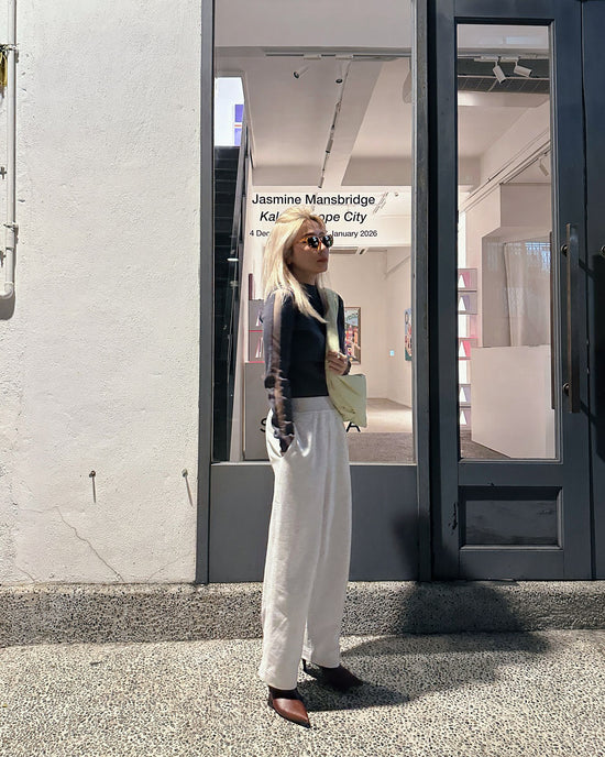 aalis HAYES mesh panel ribbed L/S top (Grey)