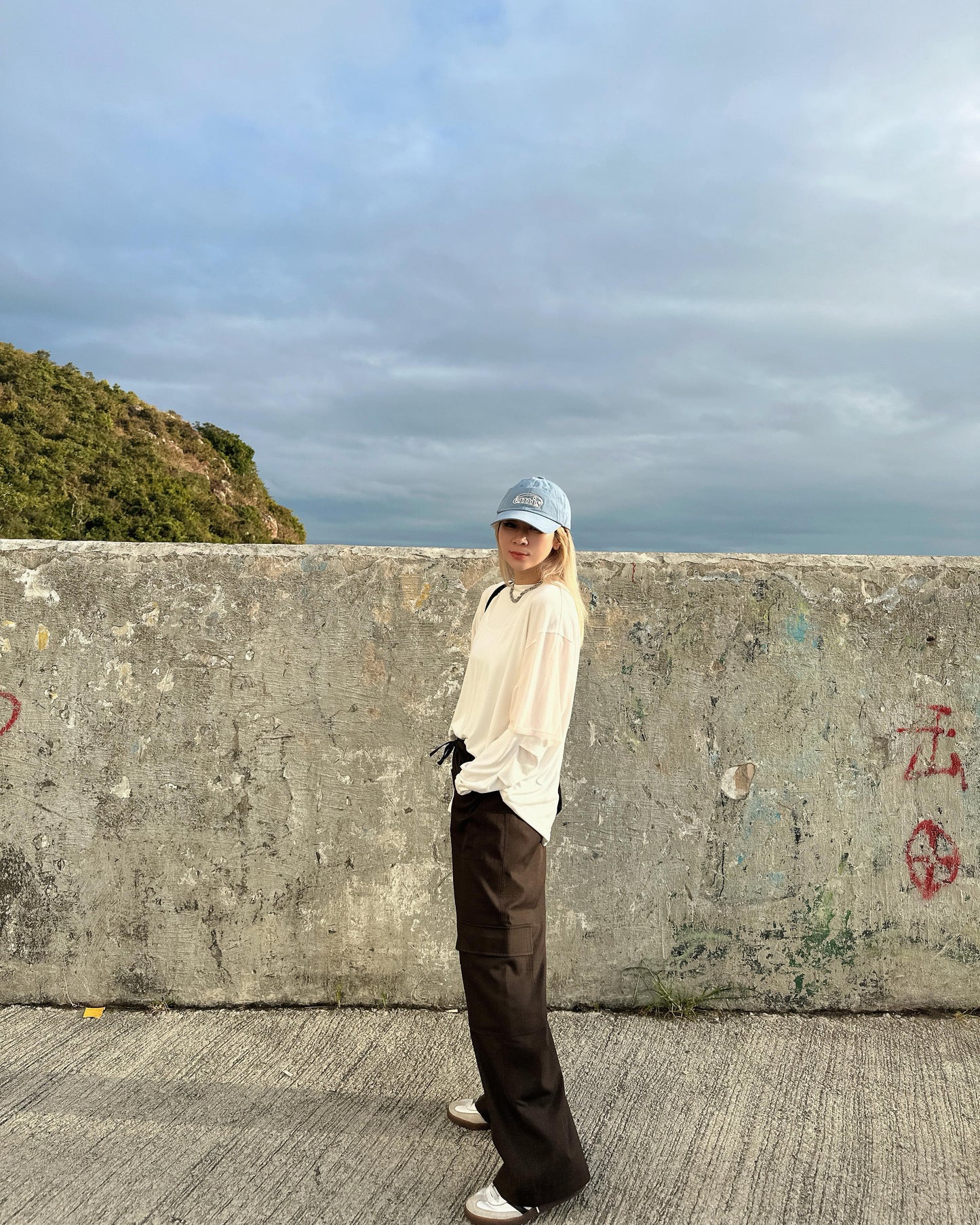 aalis AIMEE mesh short sleeves dropped shoulder top (White)