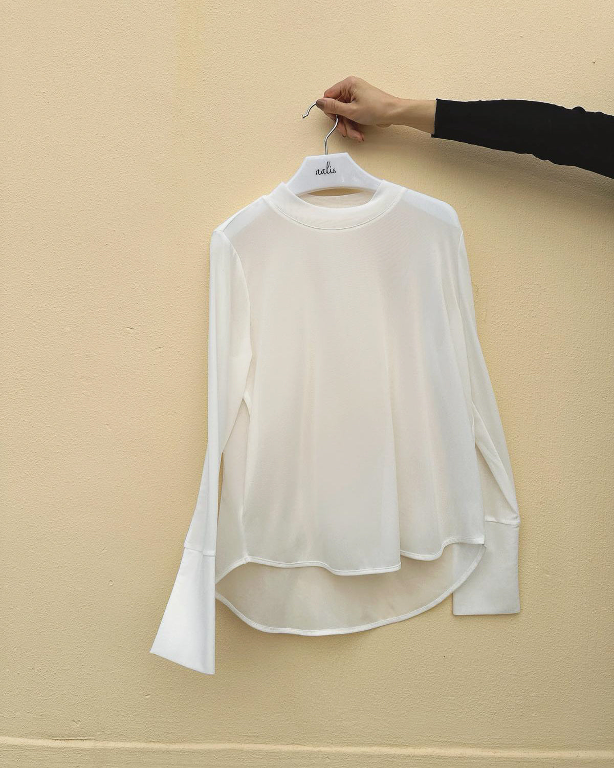aalis RIVKA mesh crew neck top (White)
