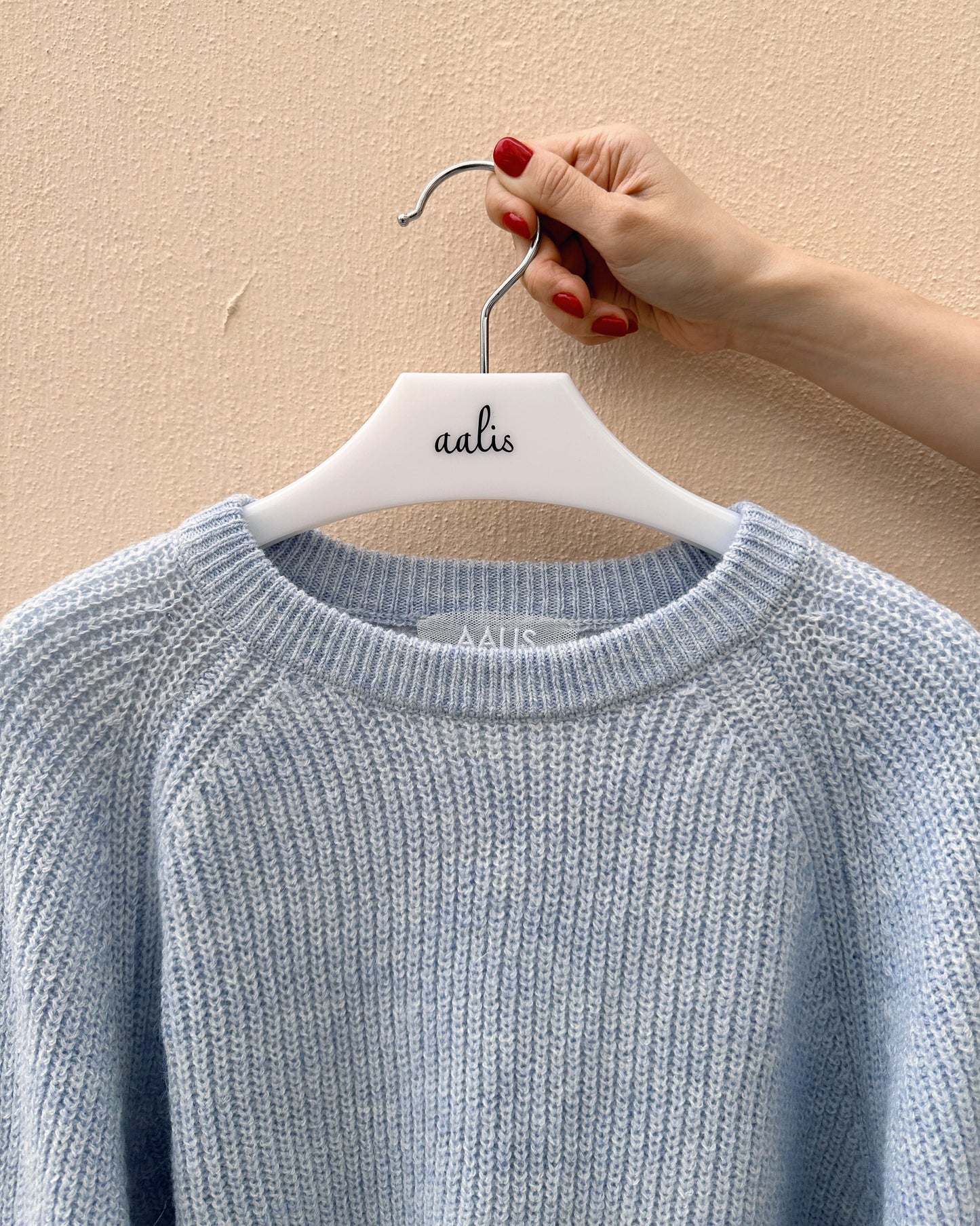 aalis ELA raglan sleeves knitted sweater (Heather Blue)