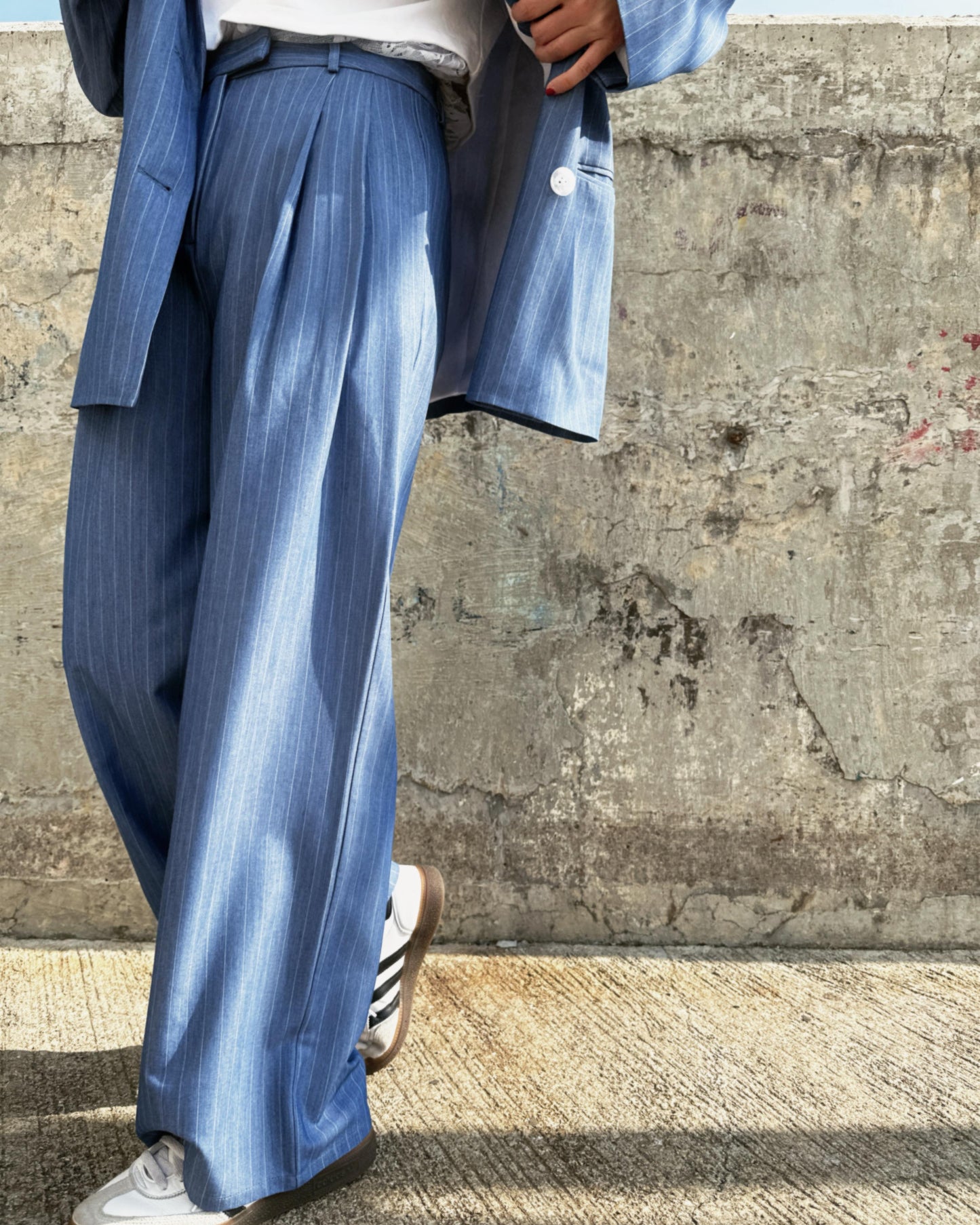 aalis SEFINA front pleat suiting pants (Blue Denim)