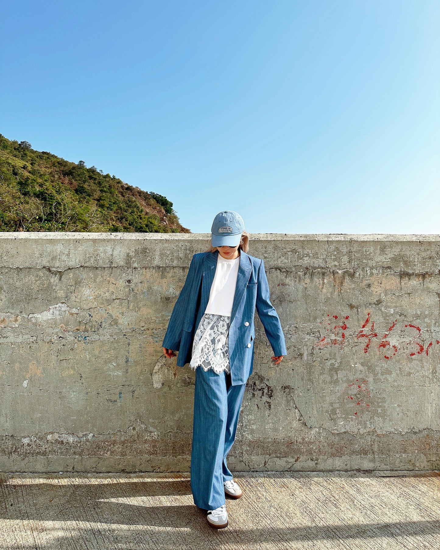 aalis SEFINA front pleat suiting pants (Blue Denim)