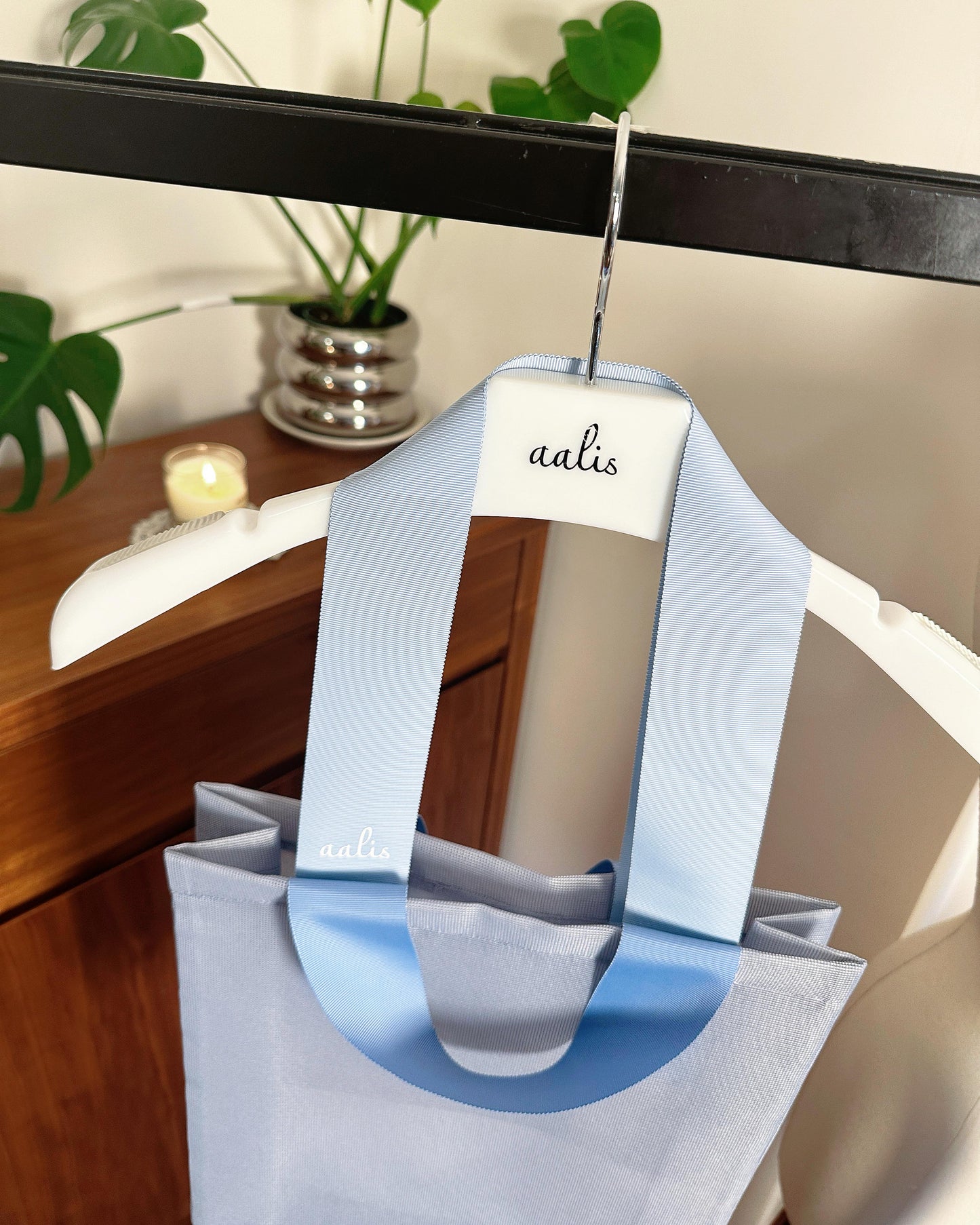 aalis Classic vertical net tote bag (Grey Blue)