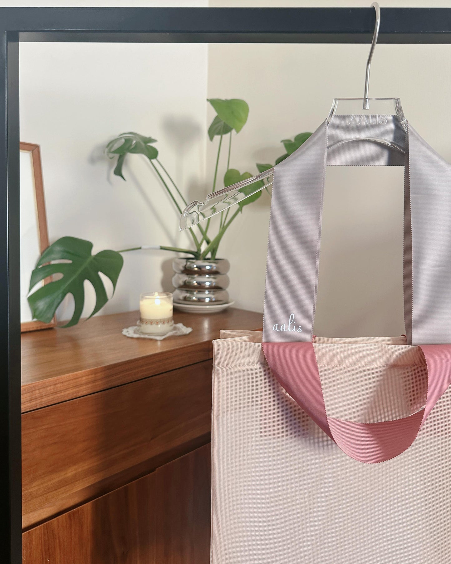 aalis Classic vertical net tote bag (Pink)