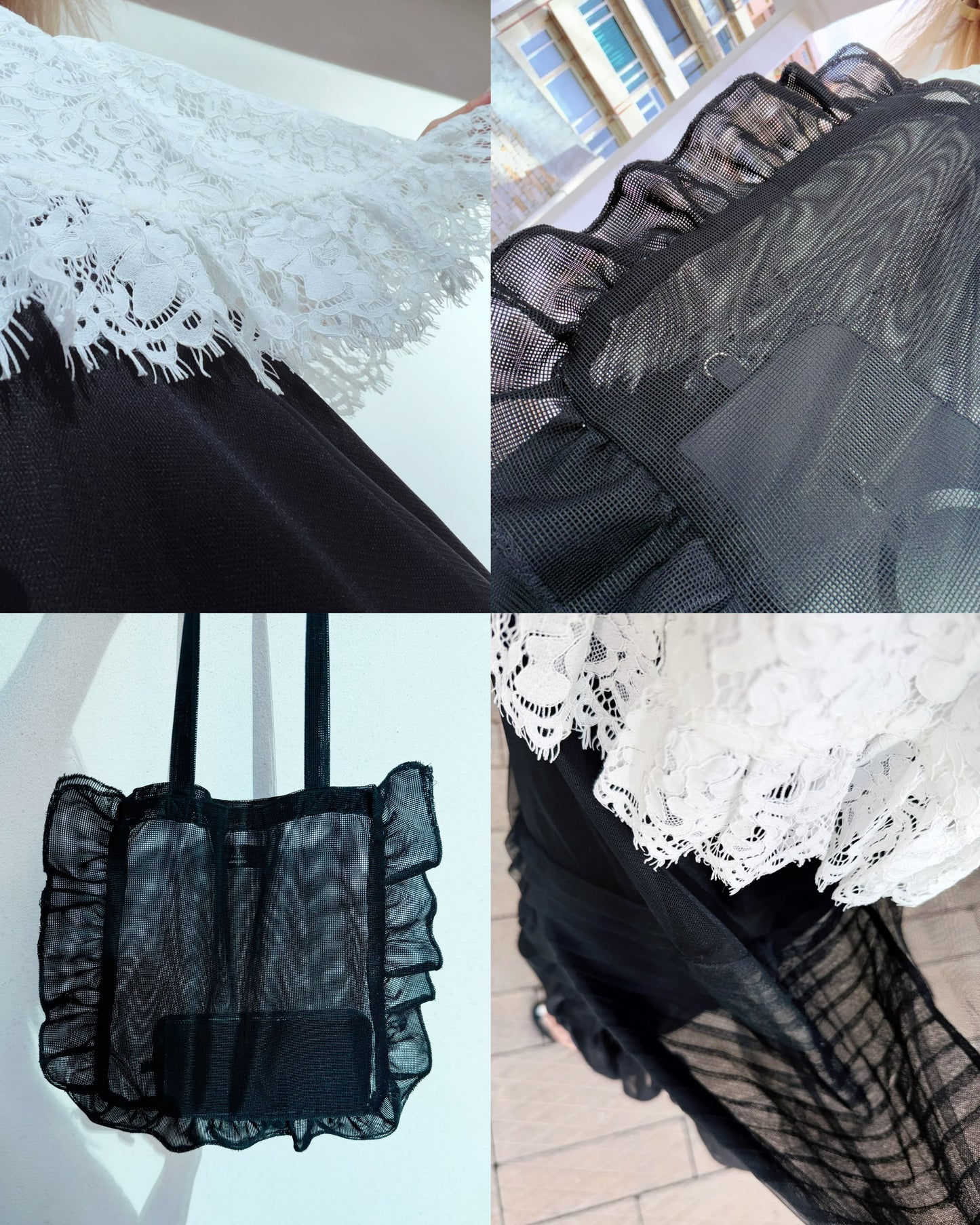 aalis LILLY mini net ruffle bag (Black)