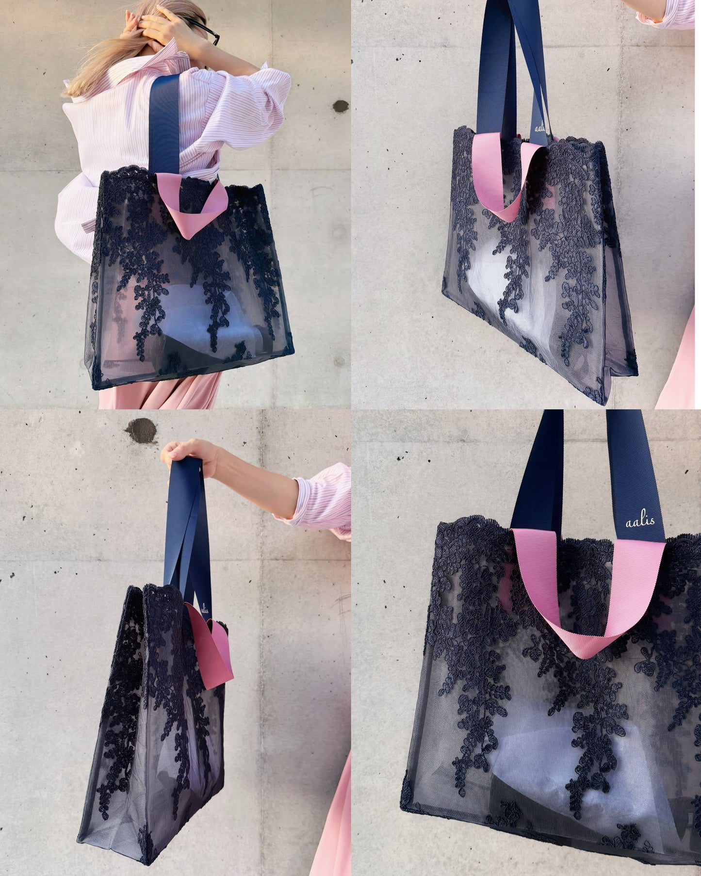 aalis CLASSIC HOR lace tote bag (Dark Blue)