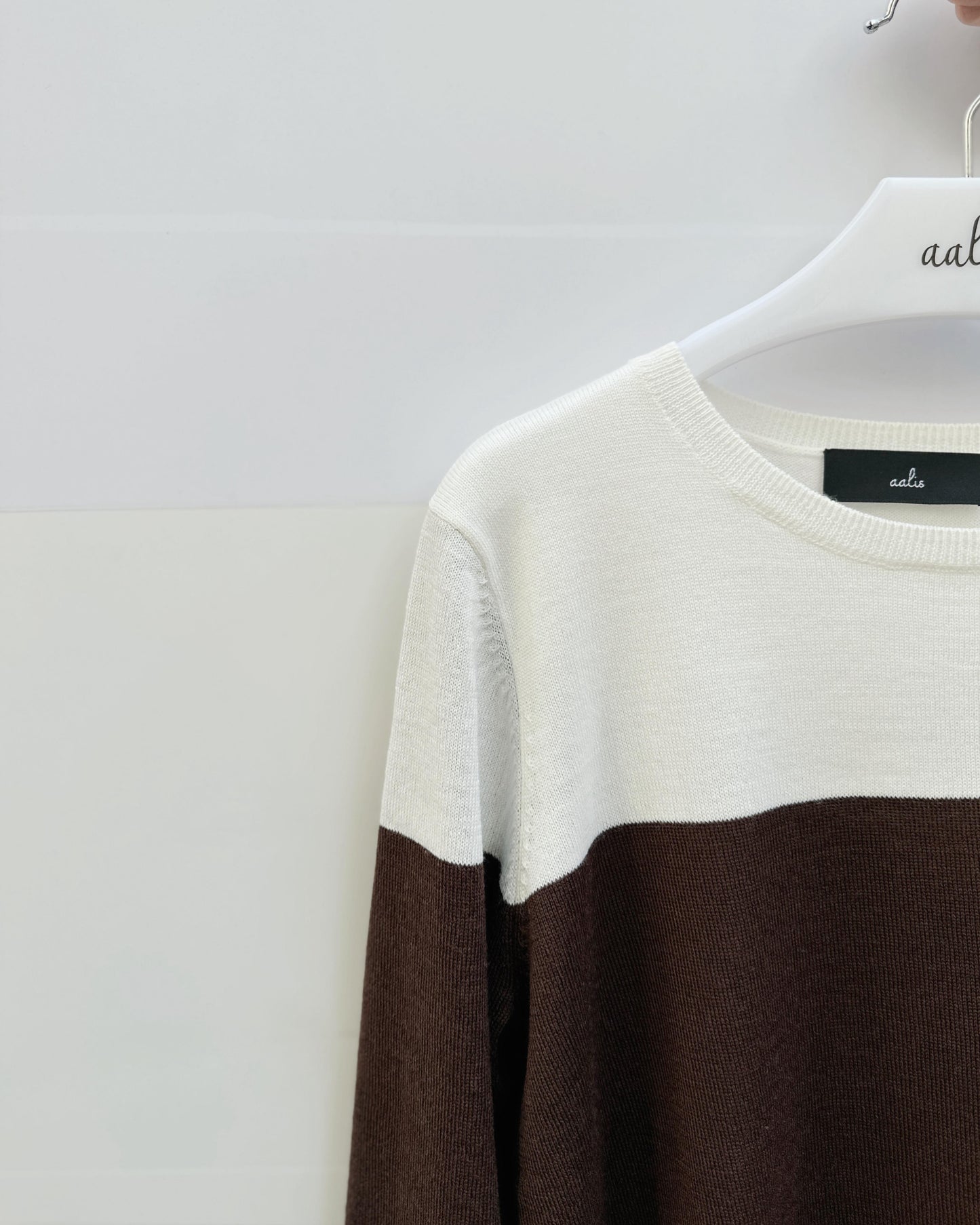 aalis SIS FW25 lace sleeves insert sweater (Brown Mix)