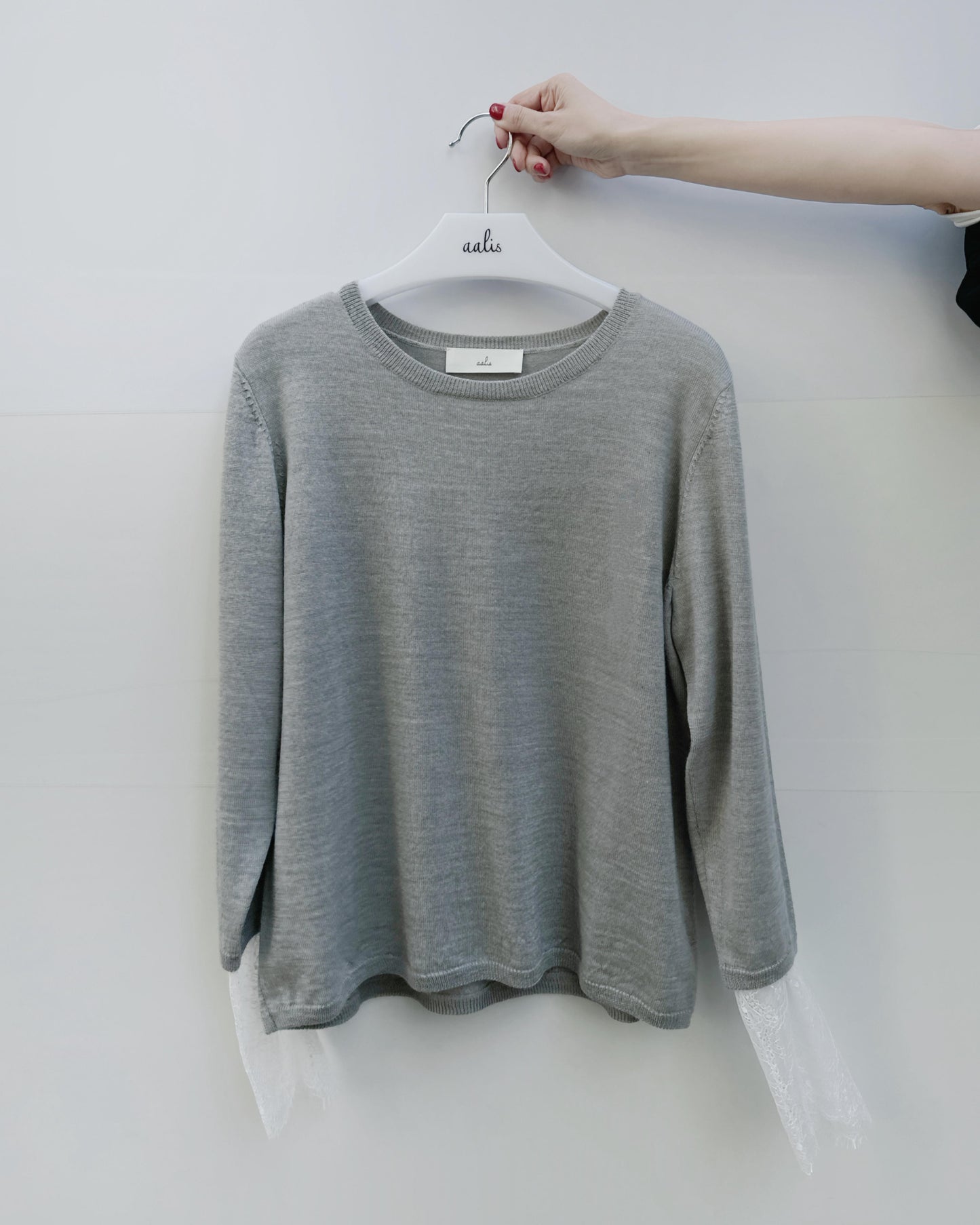 aalis SIS FW25 lace sleeves insert sweater (Heather Grey)