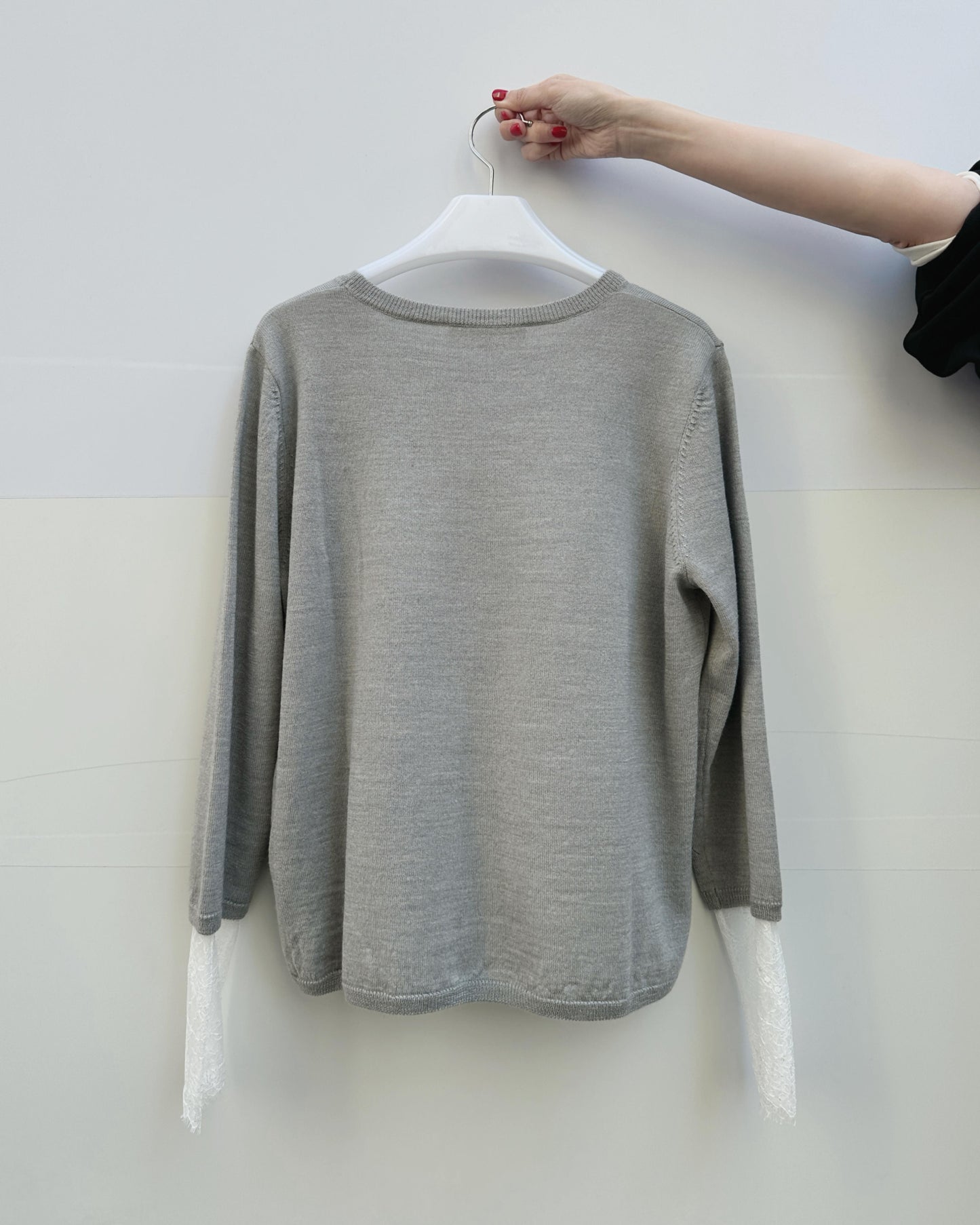aalis SIS FW25 lace sleeves insert sweater (Heather Grey)