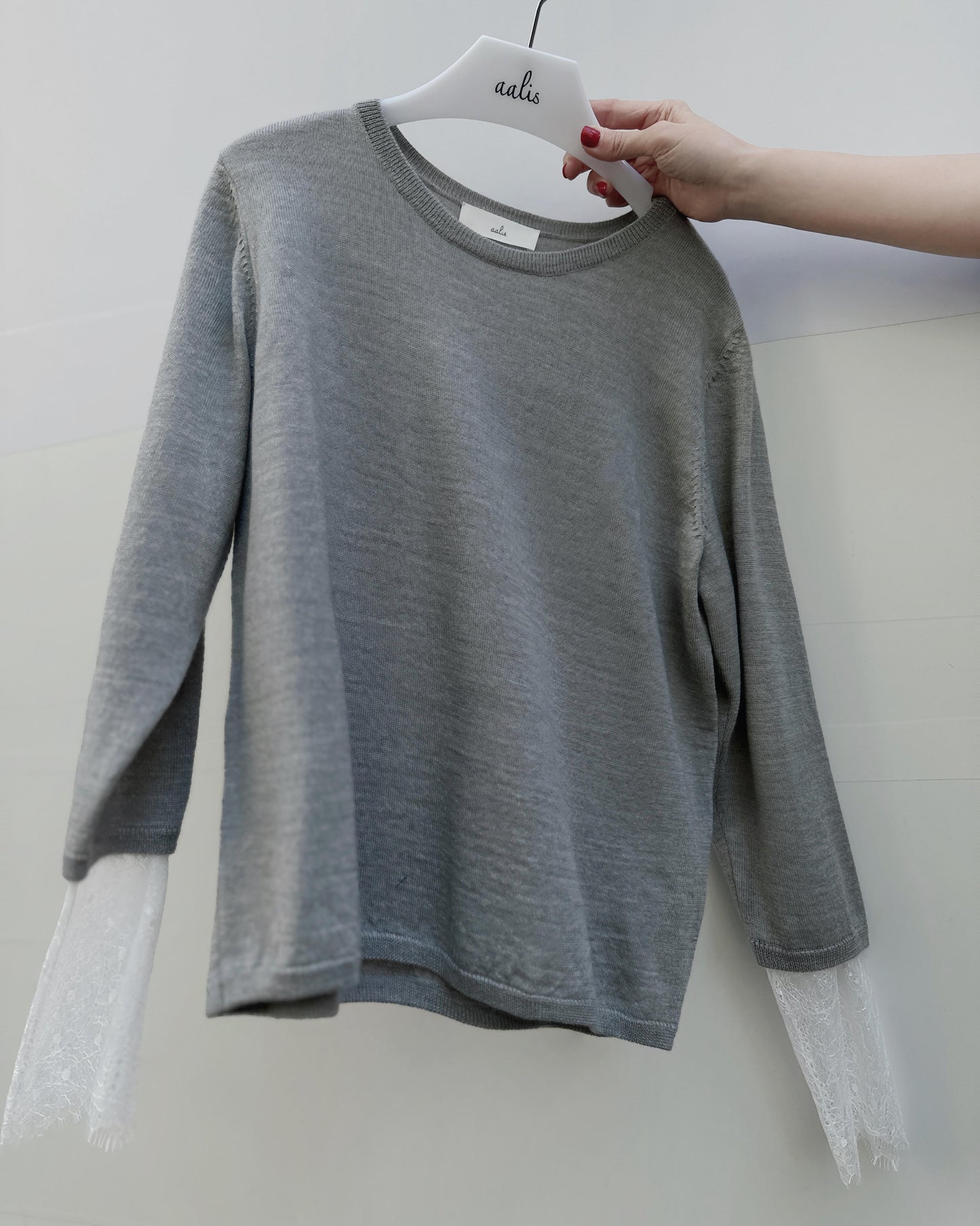 aalis SIS FW25 lace sleeves insert sweater (Heather Grey)