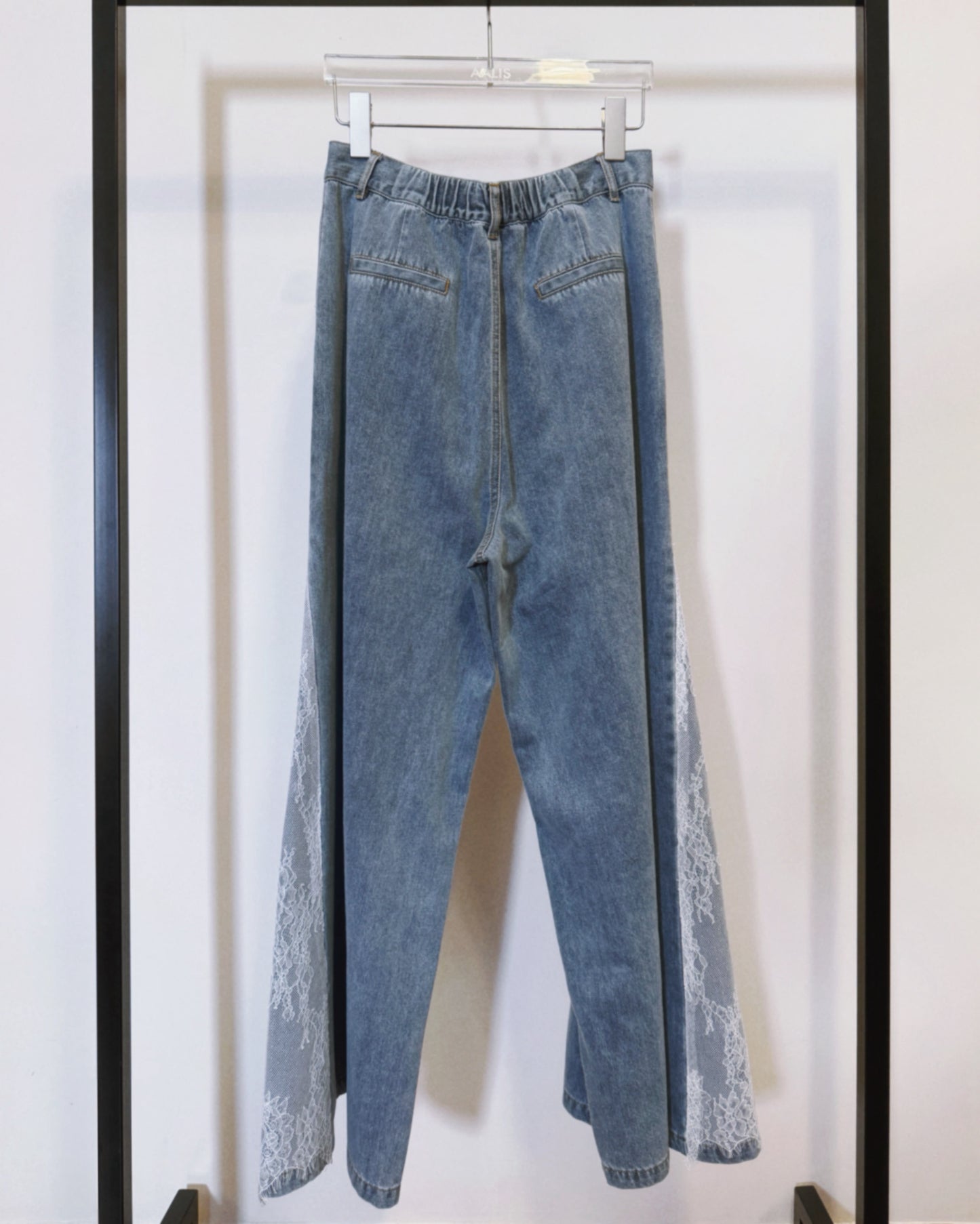 aalis WALLS SS26 wide leg with lace denim jeans (Blue Denim)