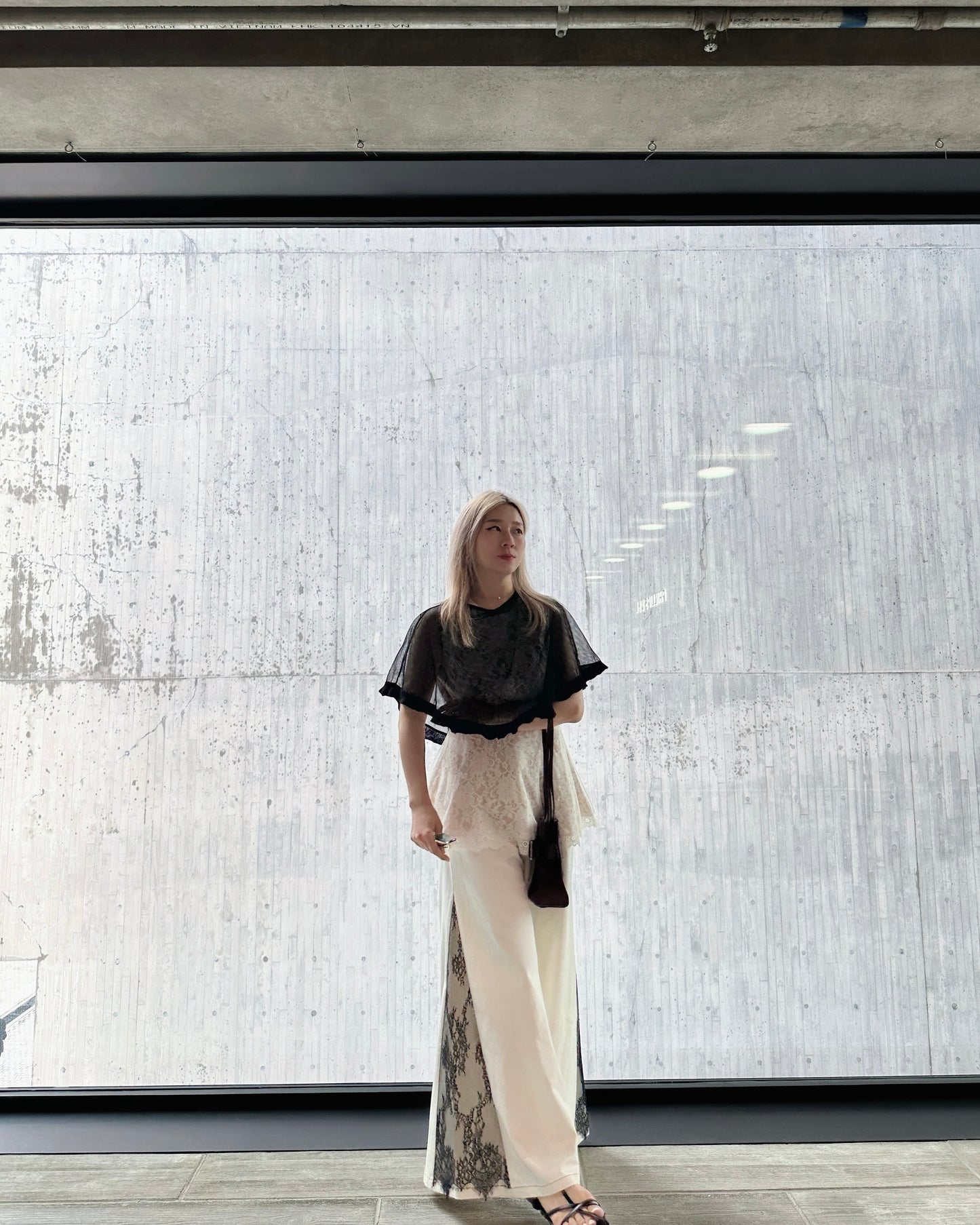 aalis WALLS SS26 wide leg with lace denim jeans (White Lace)