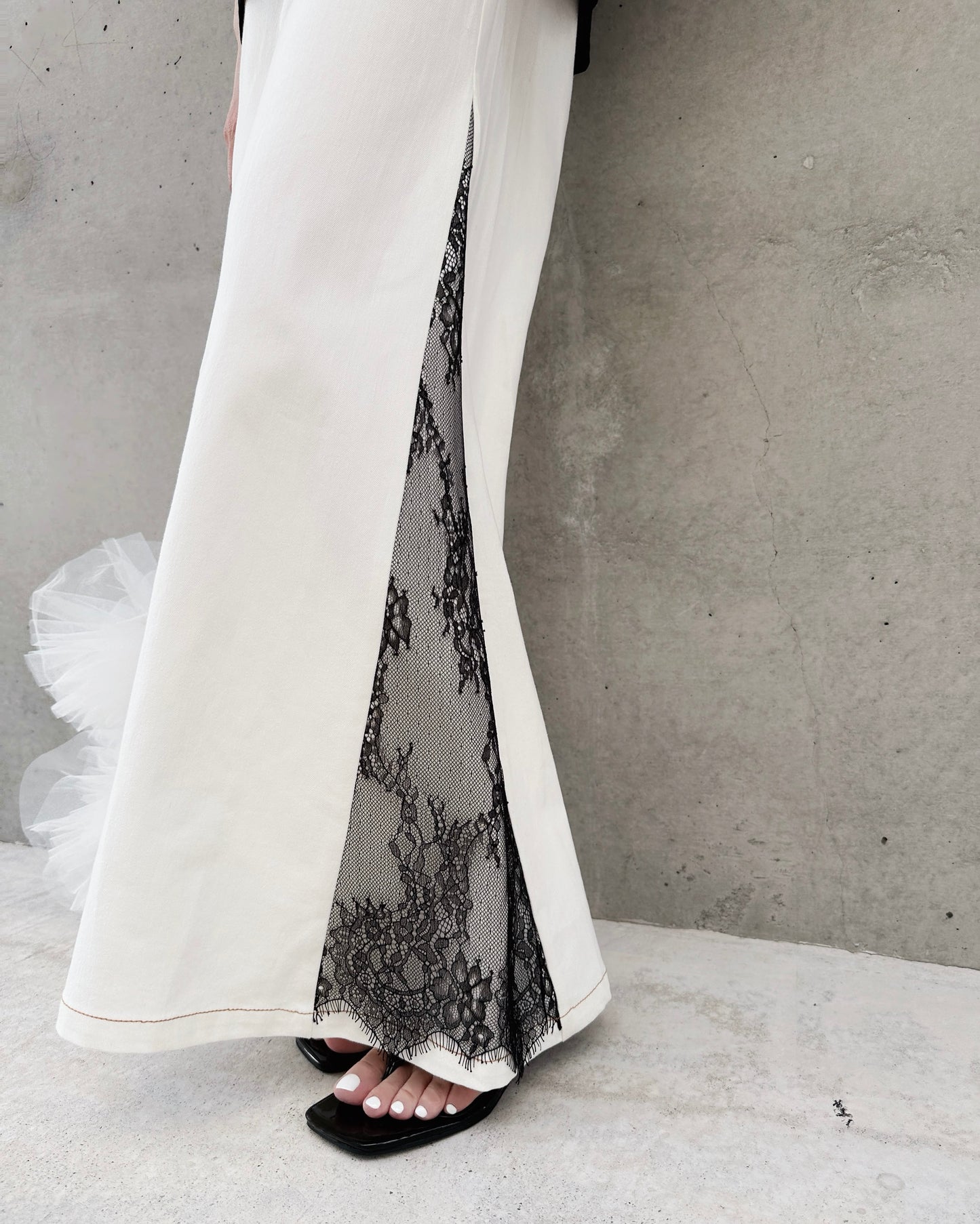 aalis WALLS SS26 wide leg with lace denim jeans (White Lace)