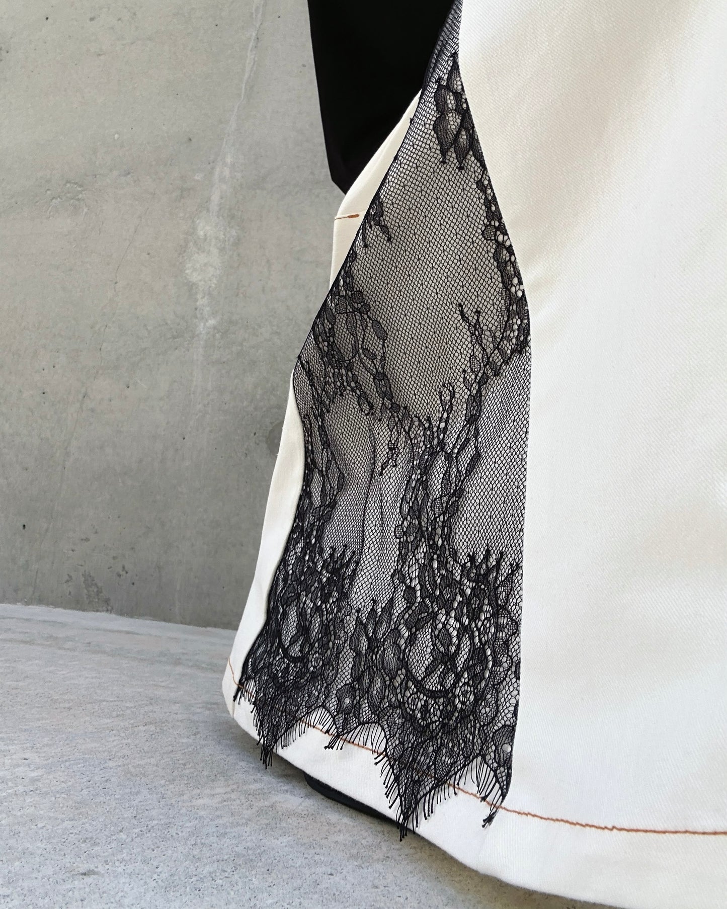 aalis WALLS SS26 wide leg with lace denim jeans (White Lace)