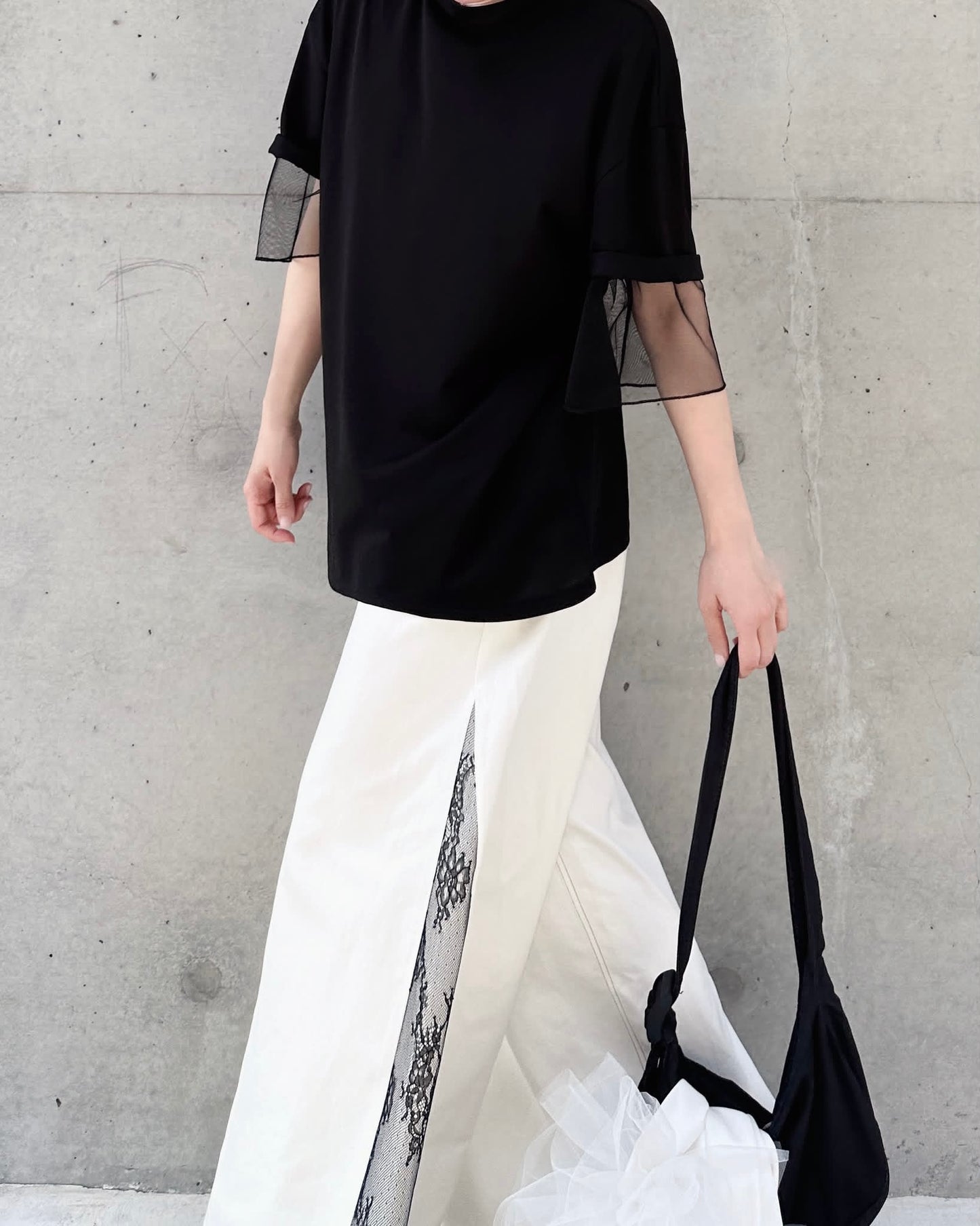 aalis WALLS SS26 wide leg with lace denim jeans (White Lace)