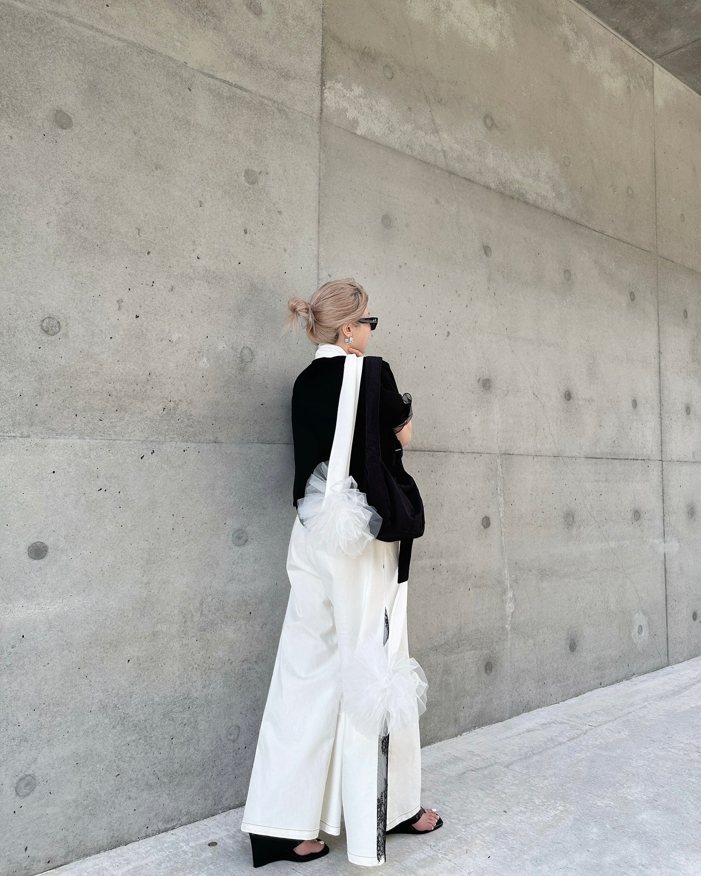 aalis WALLS SS26 wide leg with lace denim jeans (White Lace)