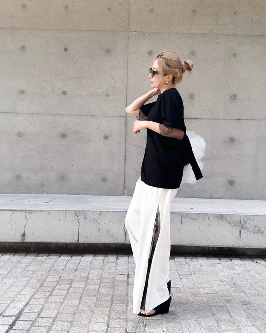 aalis WALLS SS26 wide leg with lace denim jeans (White Lace)