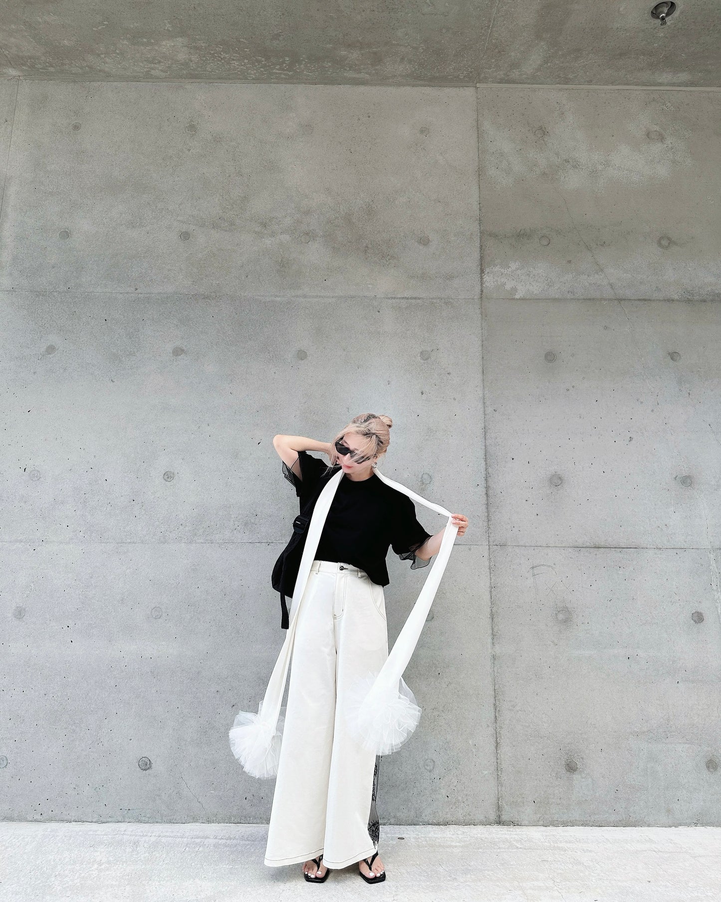 aalis WALLS SS26 wide leg with lace denim jeans (White Lace)