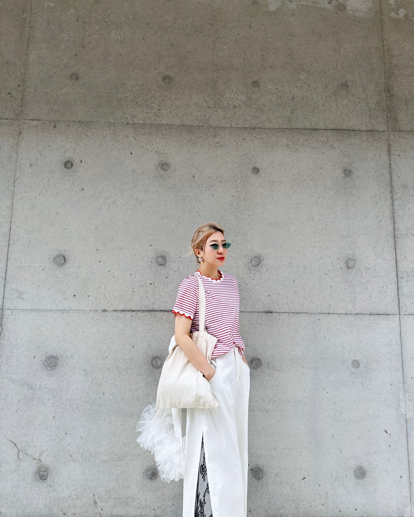 aalis WALLS SS26 wide leg with lace denim jeans (White Lace)