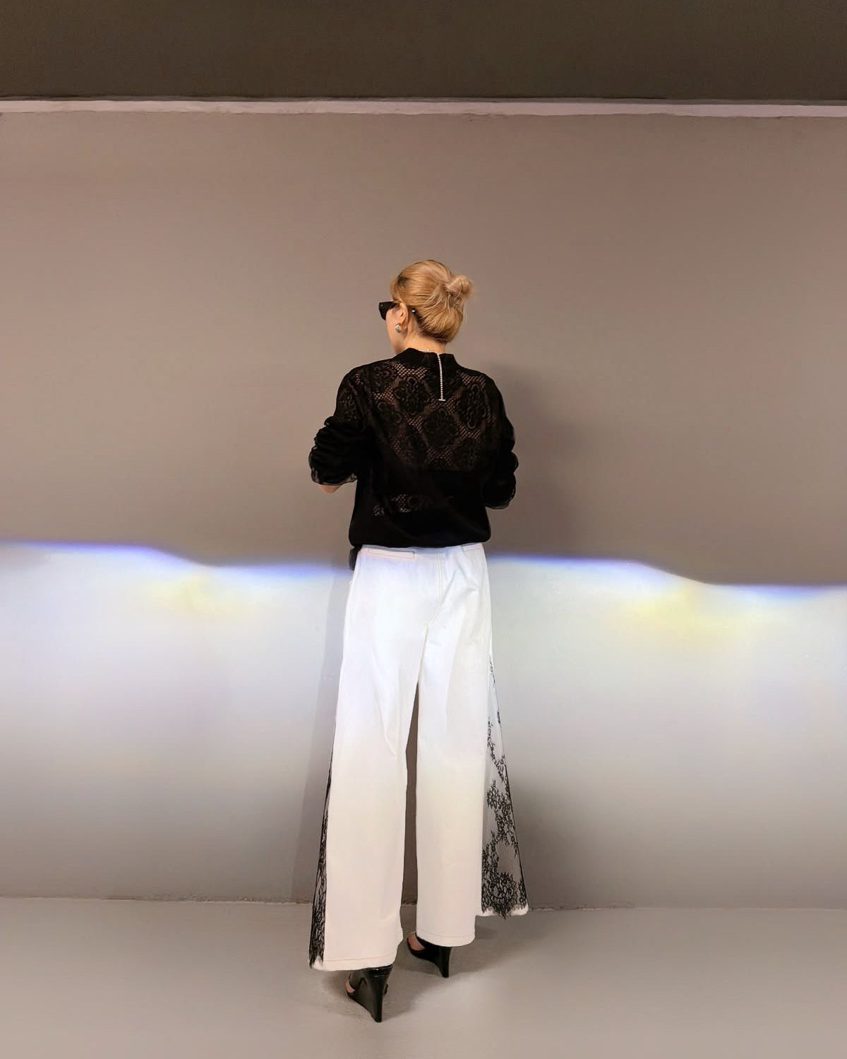 aalis WALLS SS26 wide leg with lace denim jeans (White Lace)