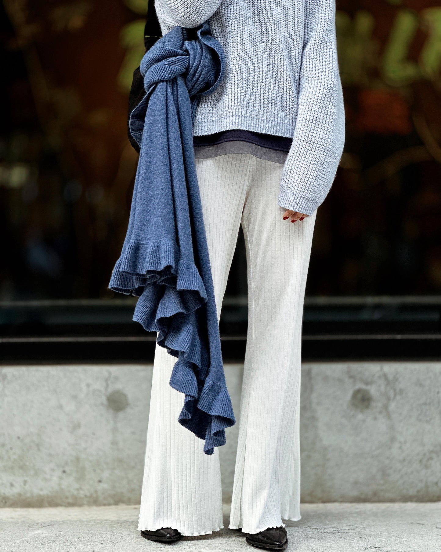 aalis ELA raglan sleeves knitted sweater (Heather Blue)