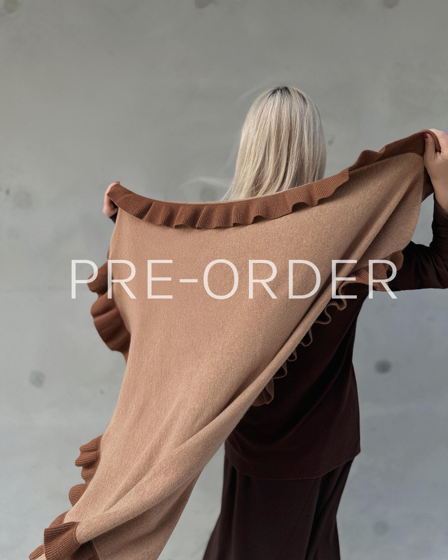 Pre-order) aalis LUCIE MIX FW25 cashmere ruffle hem scarf (Camel Mix) –  aalis.hk