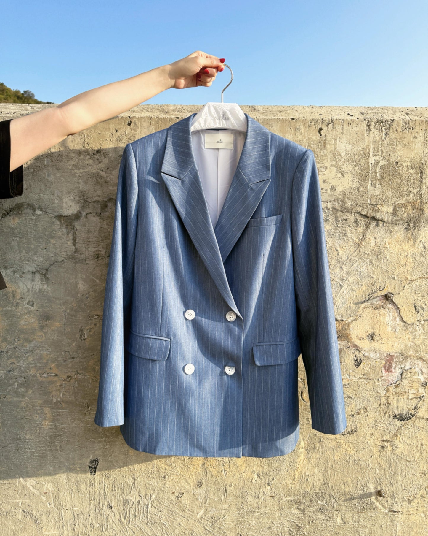 aalis MONI STRIPE SS26 blazer (Blue Denim)