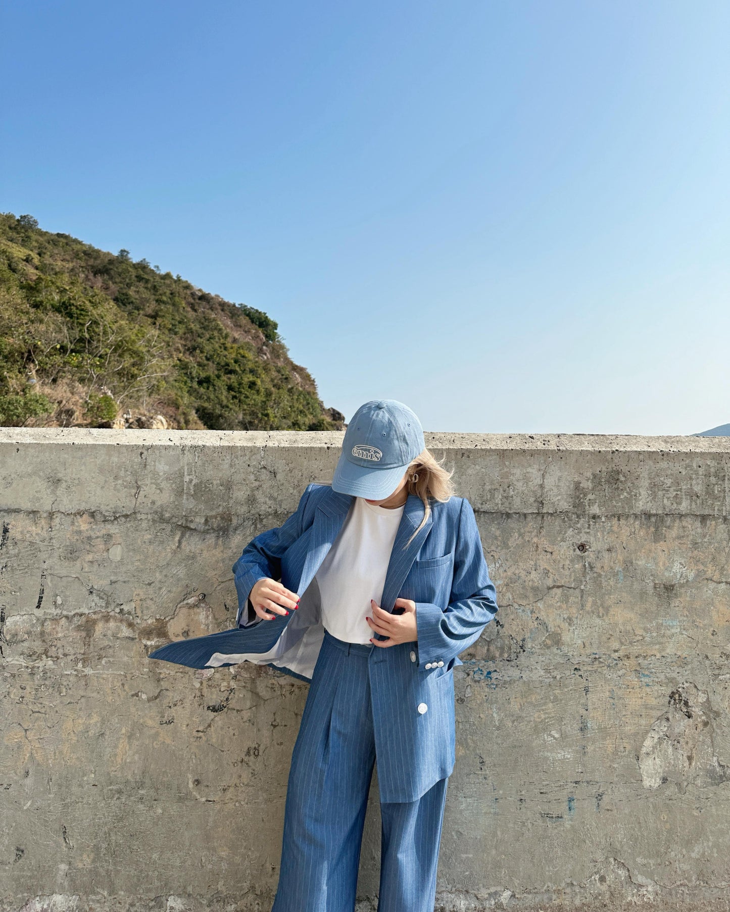 aalis MONI STRIPE SS26 blazer (Blue Denim)