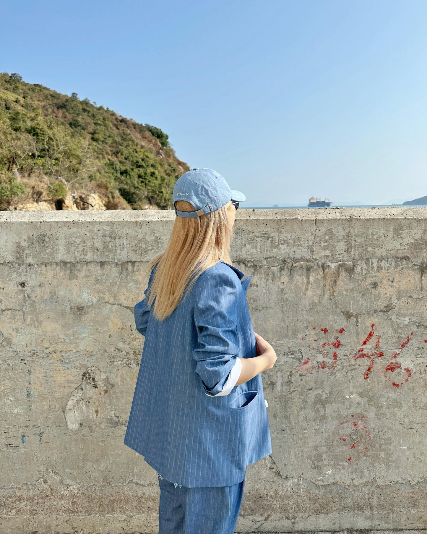 aalis MONI STRIPE SS26 blazer (Blue Denim)