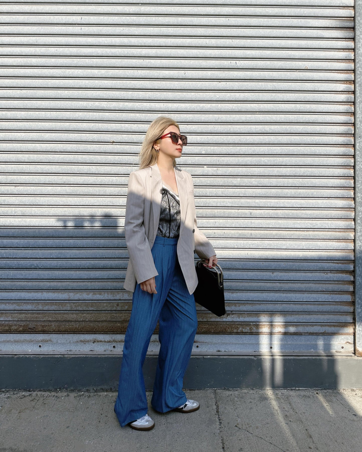 (Pre-order) aalis MONI STRIPE SS26 blazer (Lt Beige)