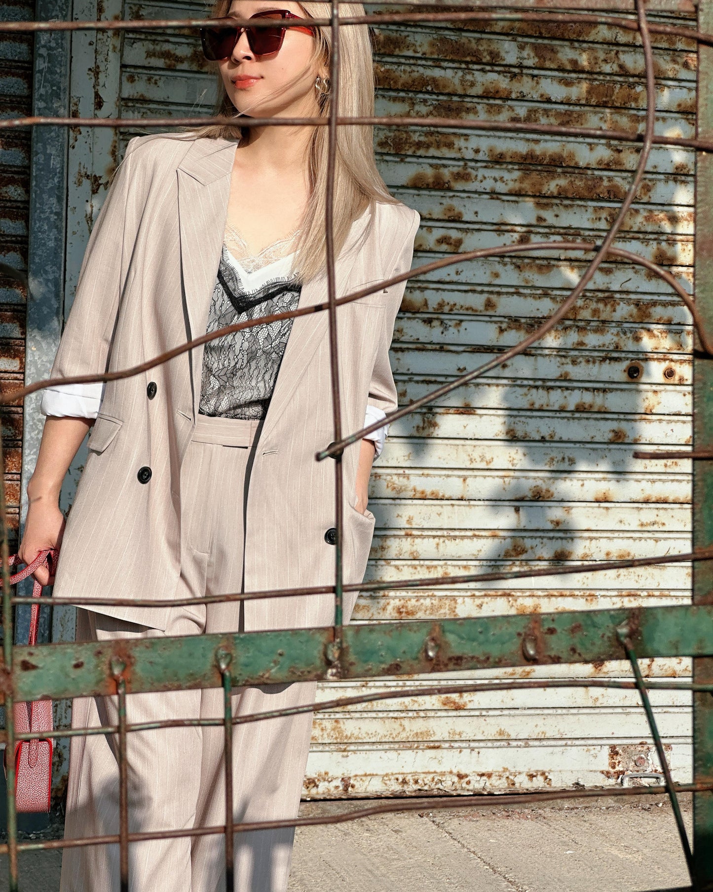 (Pre-order) aalis MONI STRIPE SS26 blazer (Lt Beige)