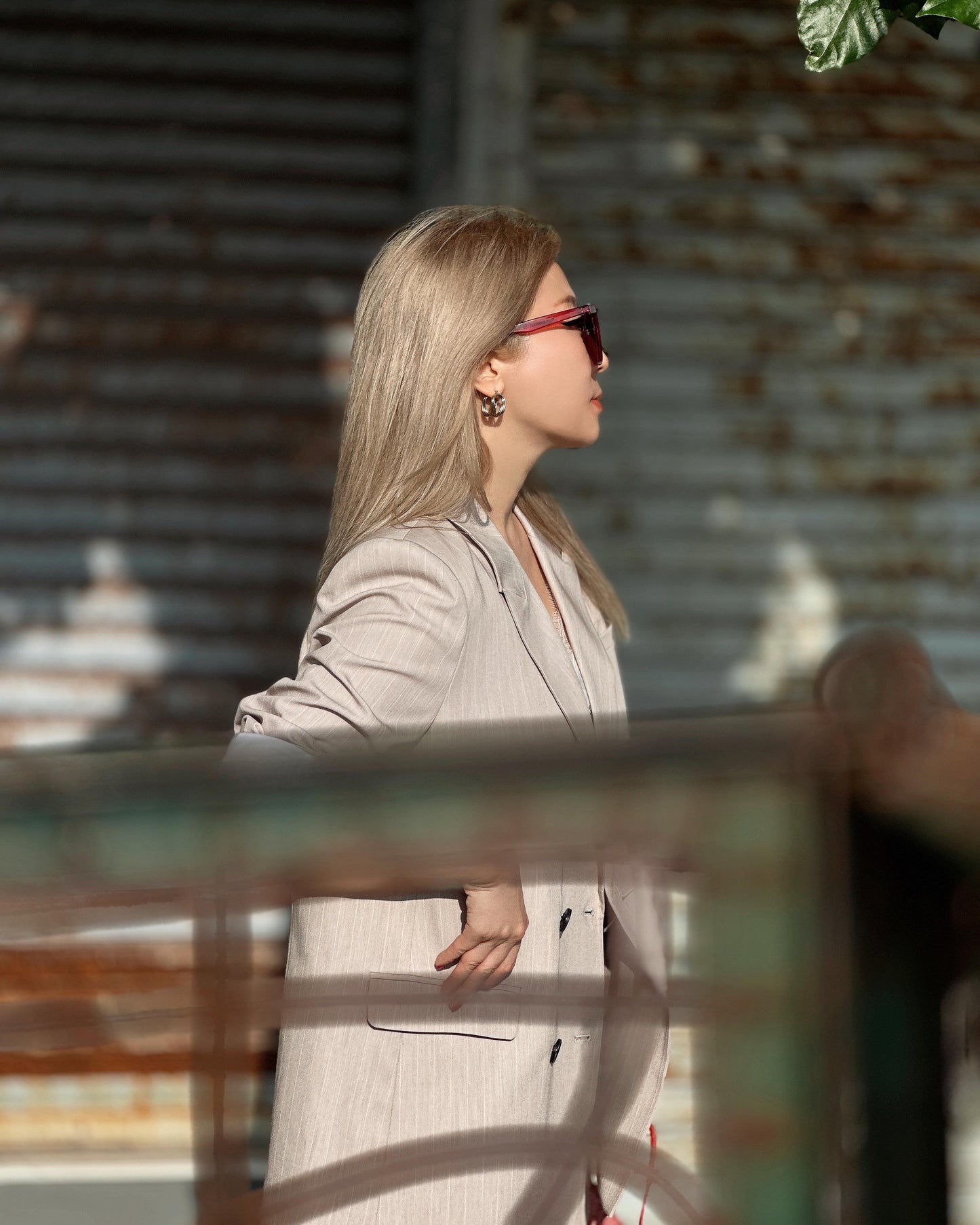 (Pre-order) aalis MONI STRIPE SS26 blazer (Lt Beige)