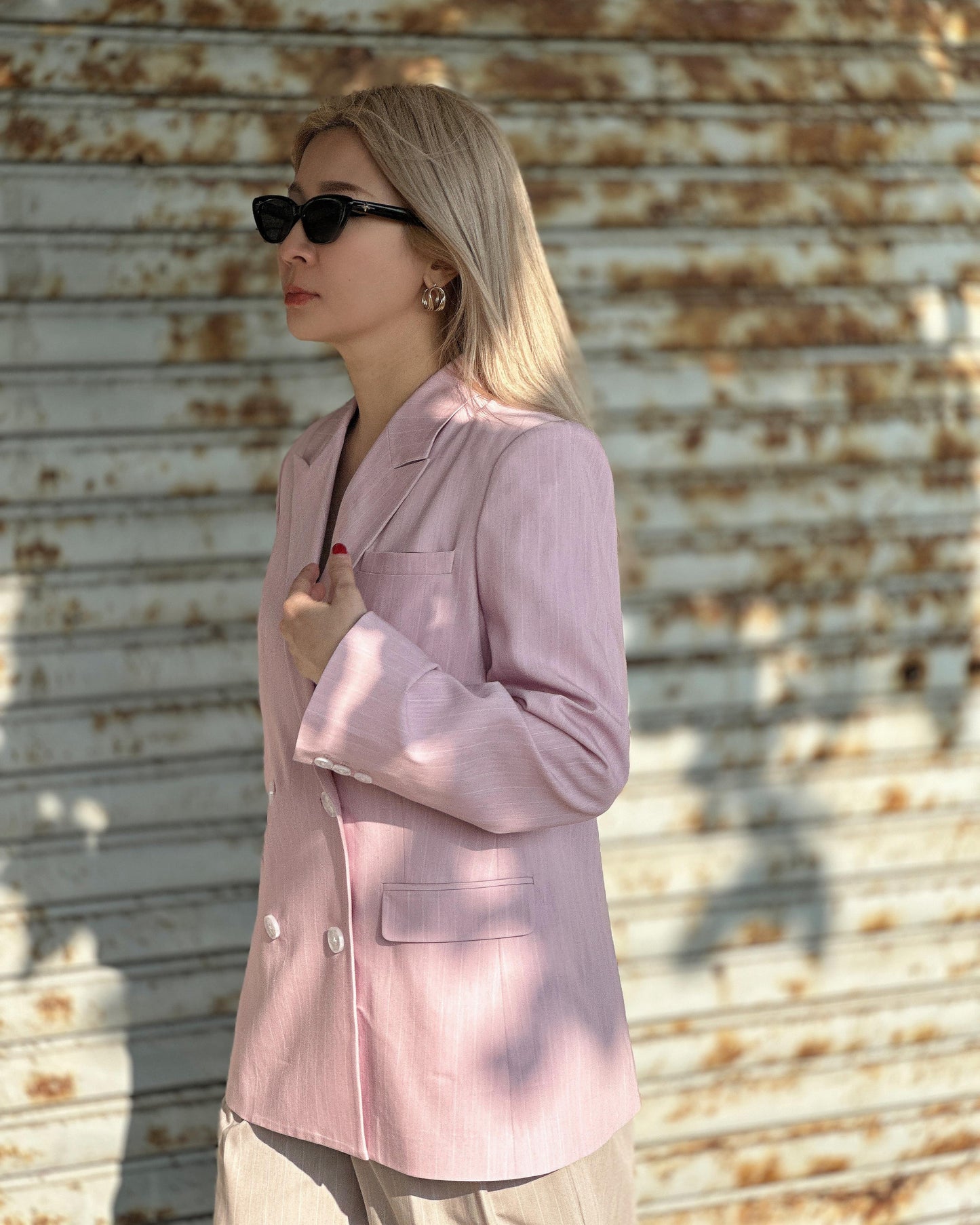 aalis MONI STRIPE SS26 blazer (Lt Pink)