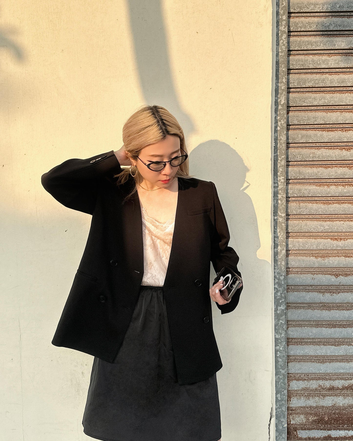 aalis MONIQUE V neck blazer (Black)