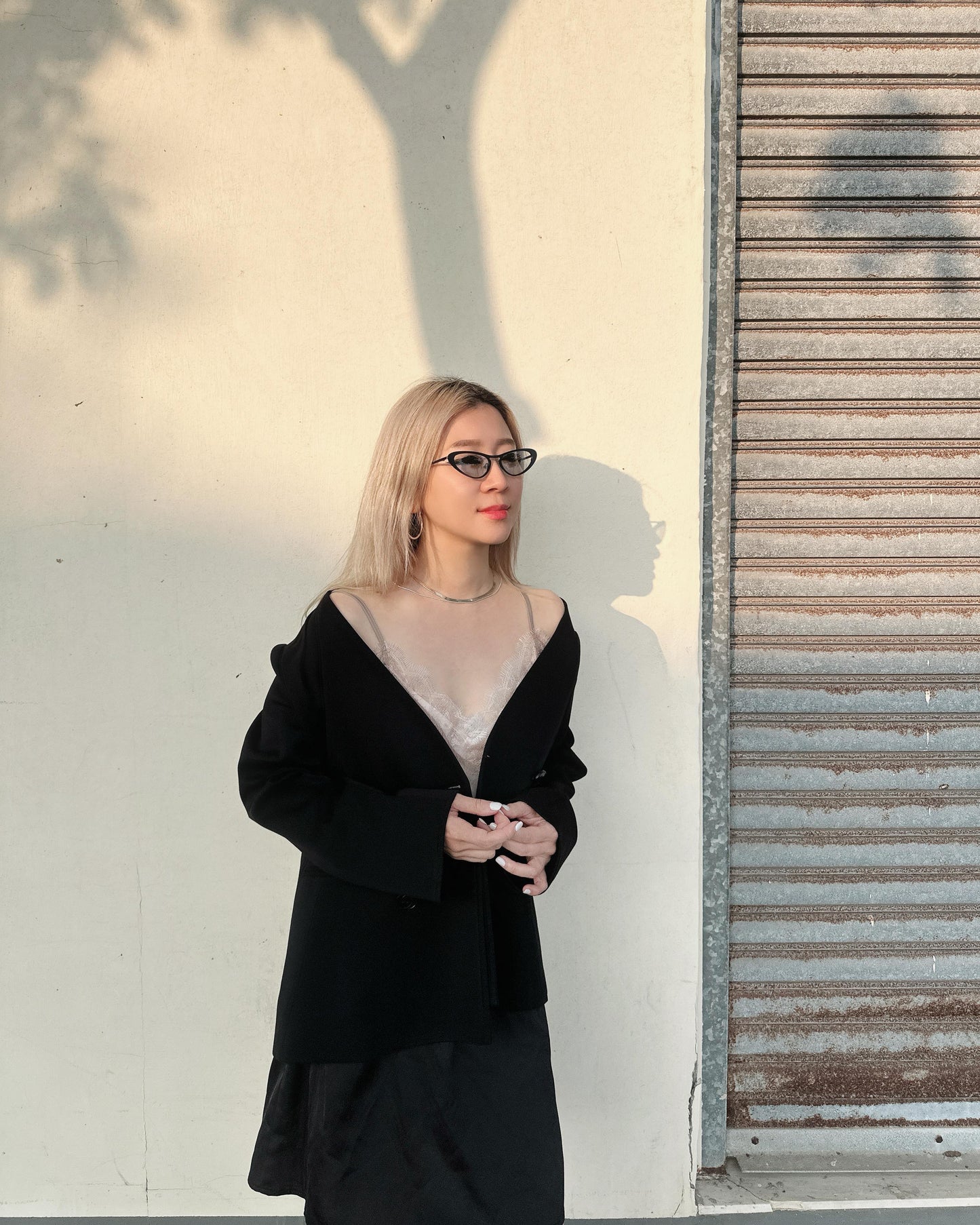 aalis MONIQUE V neck blazer (Black)