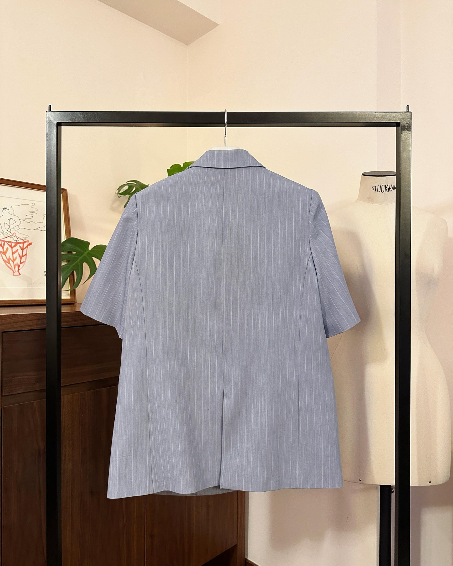 aalis MONI STRIPE short sleeves blazer (Lt Denim)