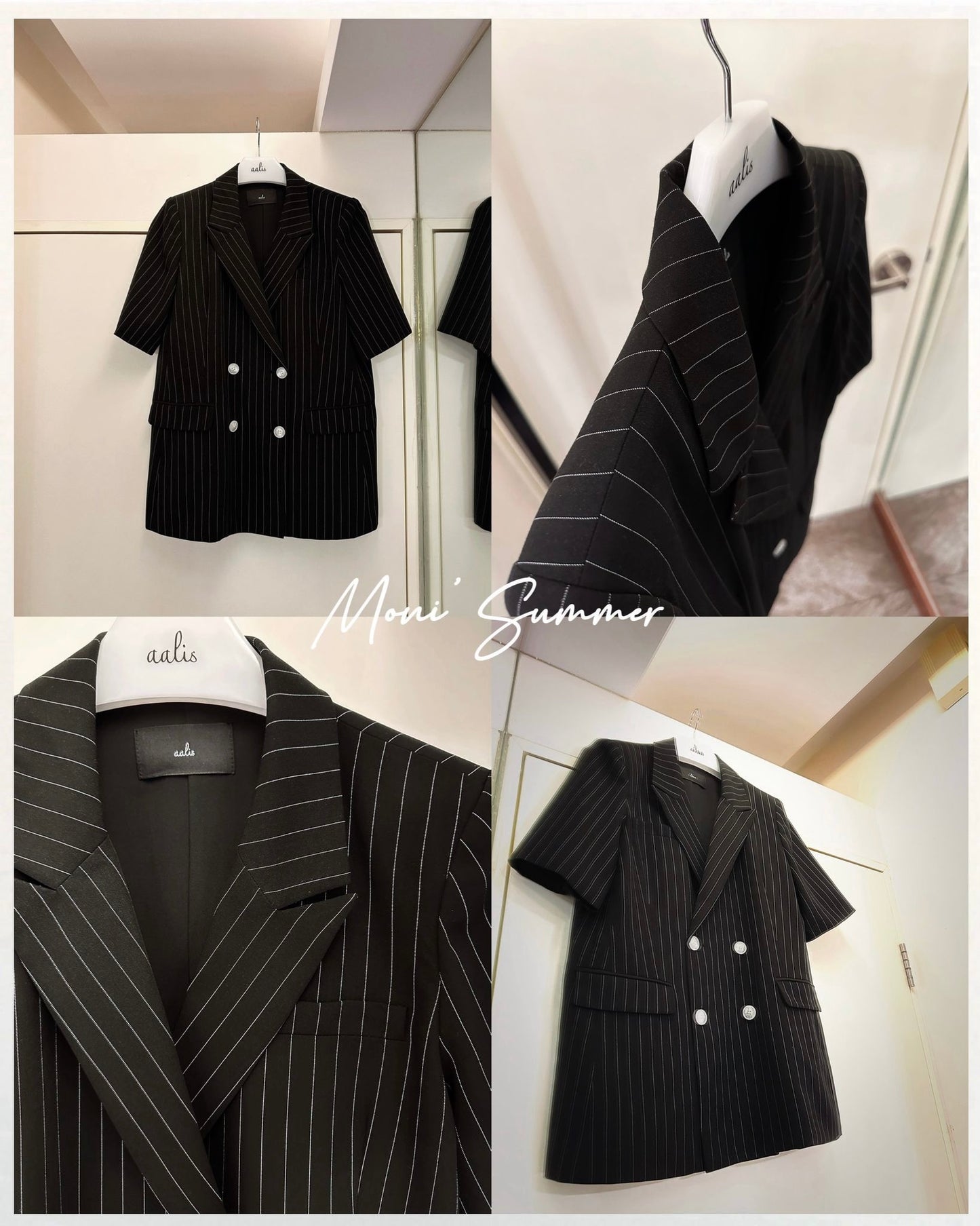 aalis MONI STRIPE short sleeves blazer (Black Mix)